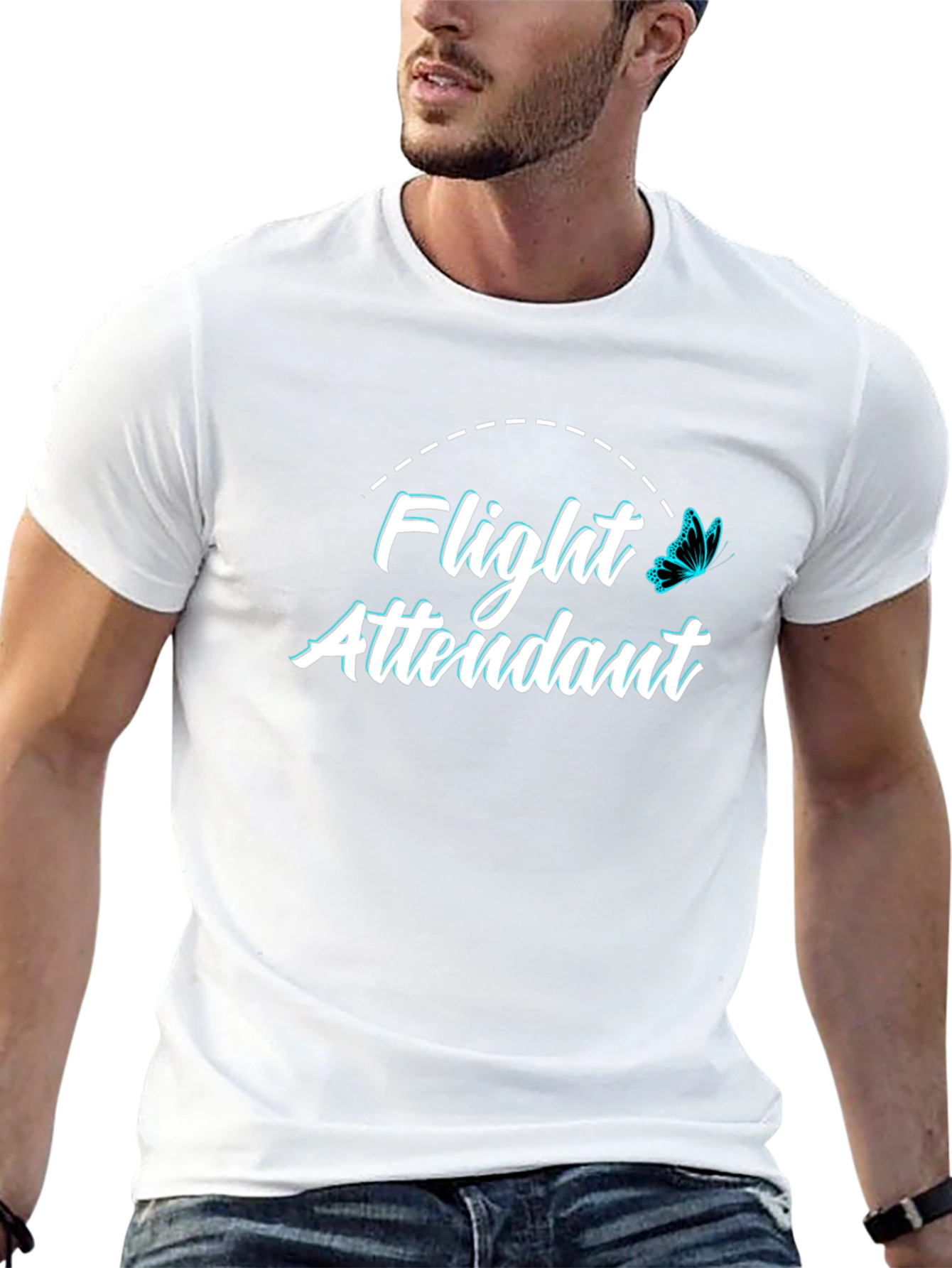 Flight Attendant Graphic Tee - Black Unisex Crewneck