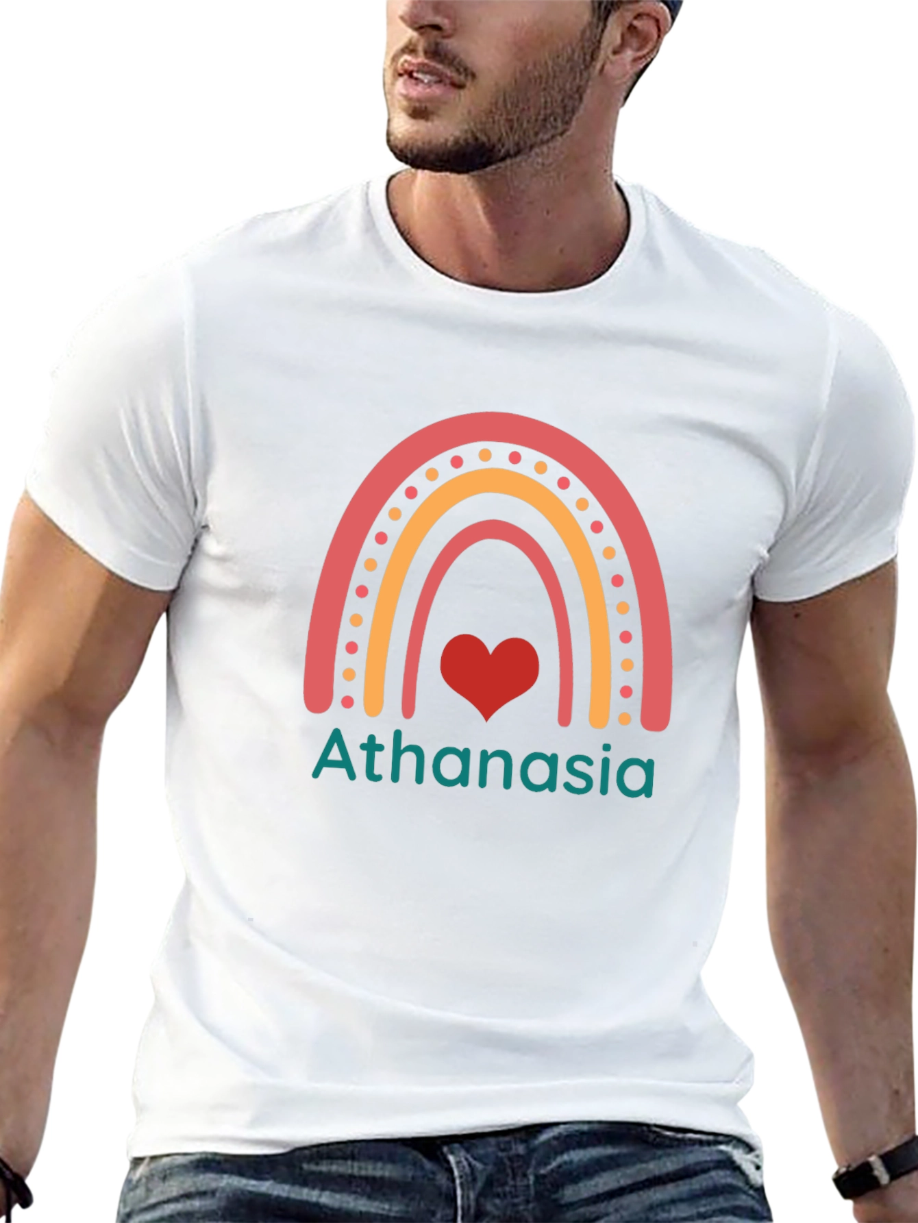 Athanasia Rainbow Heart Graphic T-Shirt