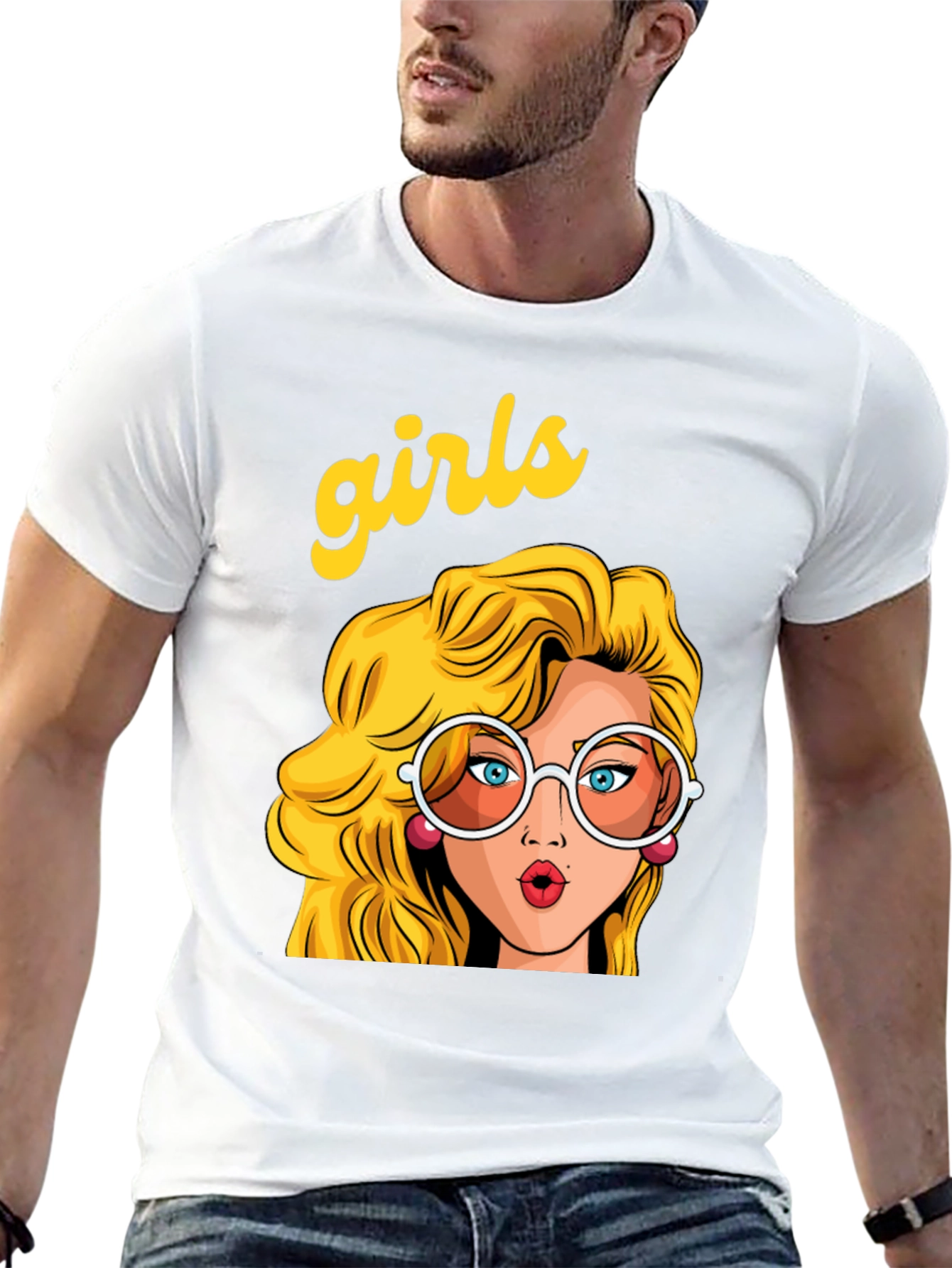 Retro Girls Graphic Print Black T-Shirt