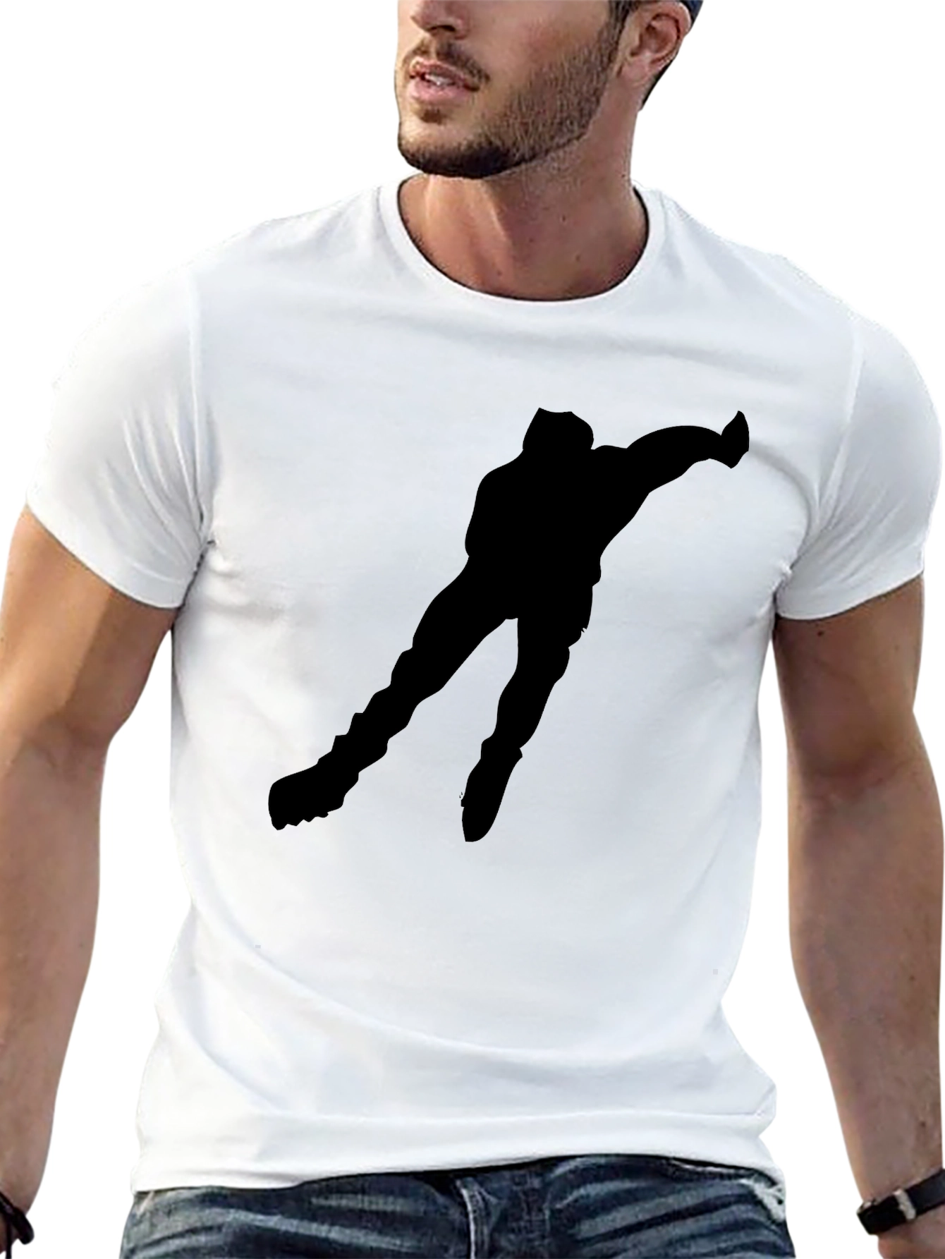 Black T-Shirt - Speed Skating Silhouette