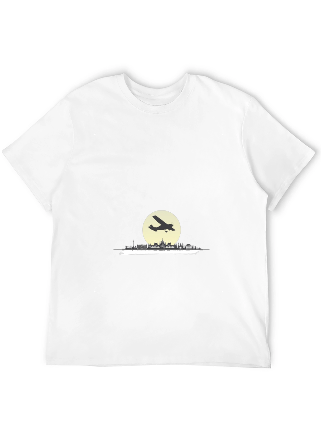 Airplane Over Cityscape Graphic T-Shirt