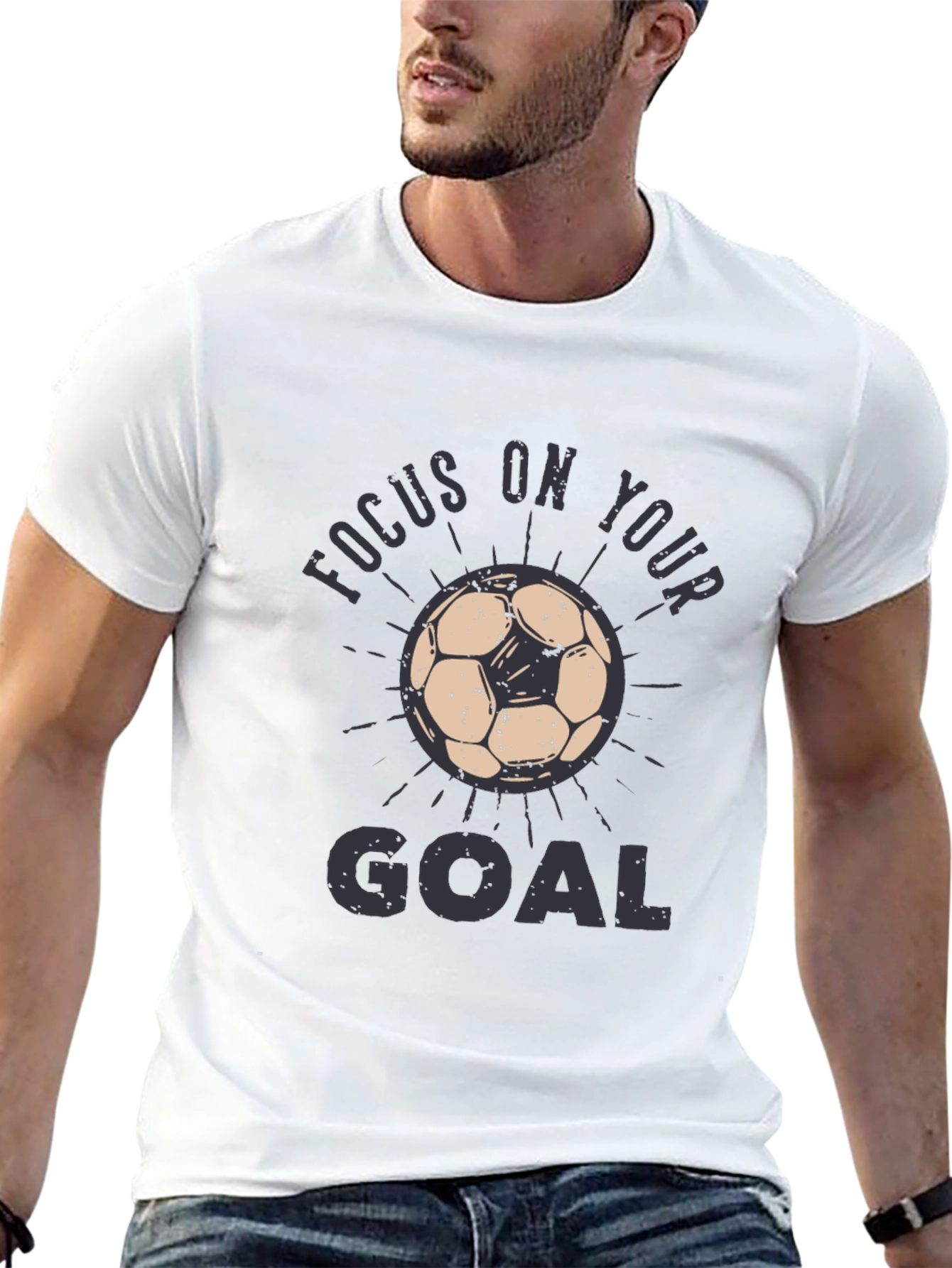 Focus On Your Goal Black Graphic Tee