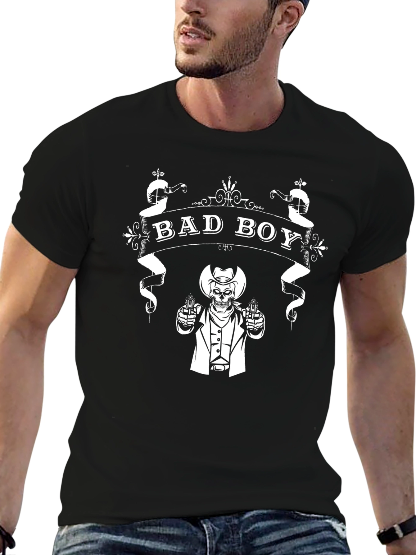 Bad Boy Skull Cowboy Graphic Tee