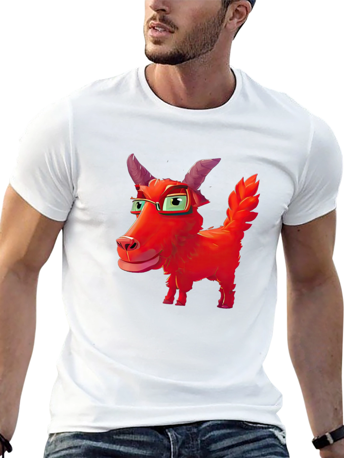 Red Goat Cartoon Graphic Tee