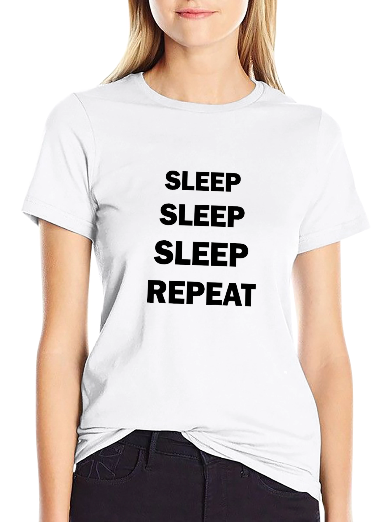 Sleep Repeat Black Graphic T-Shirt
