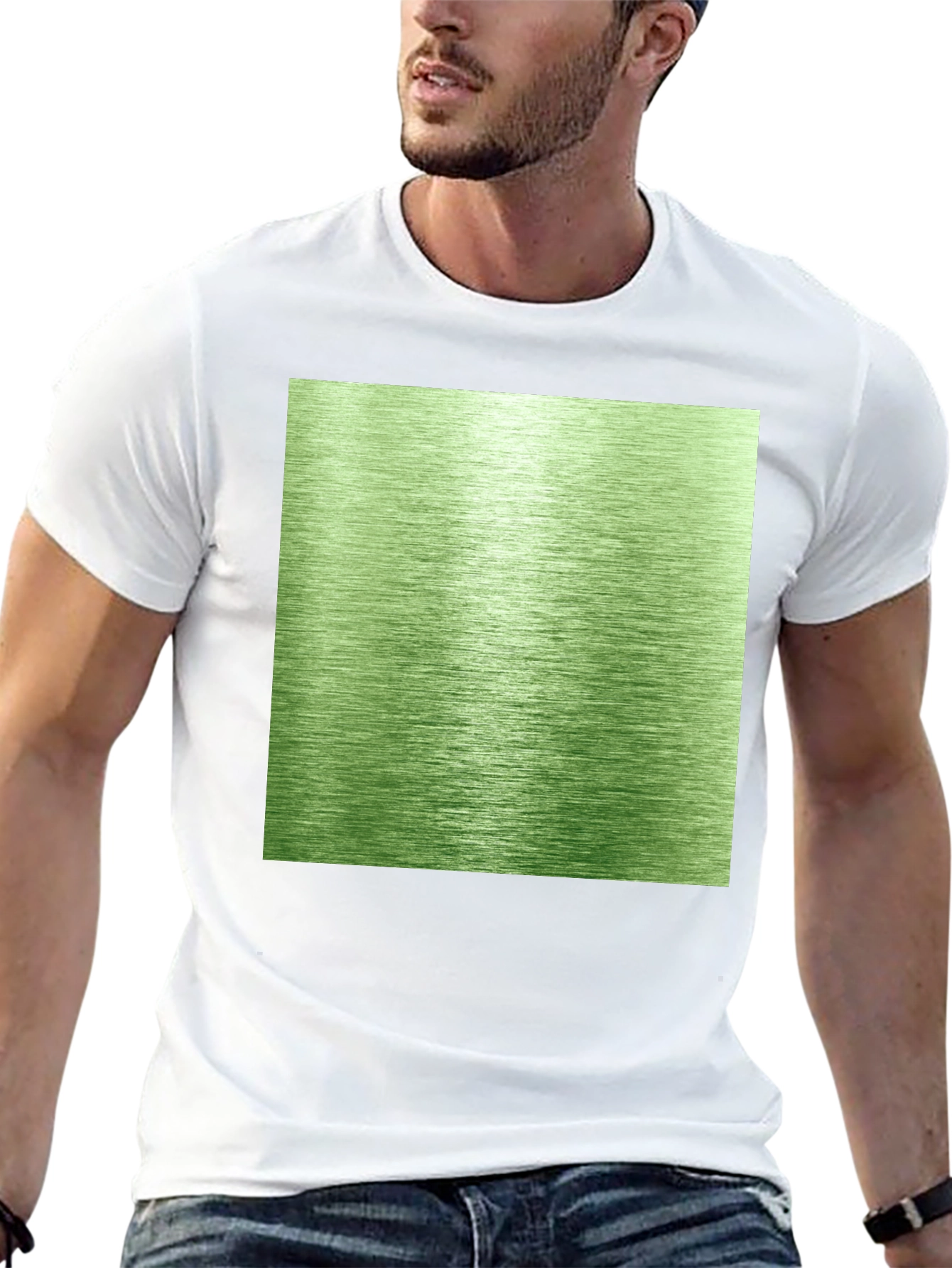 Modern Green Brushed Metal Graphic Tee - Black