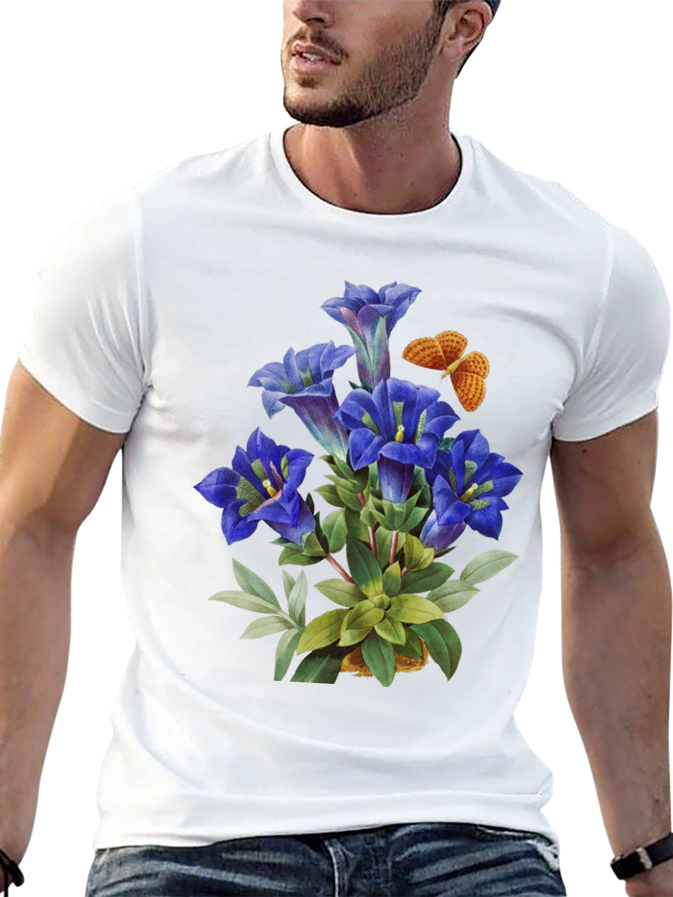 Floral Butterfly Graphic Tee - Black