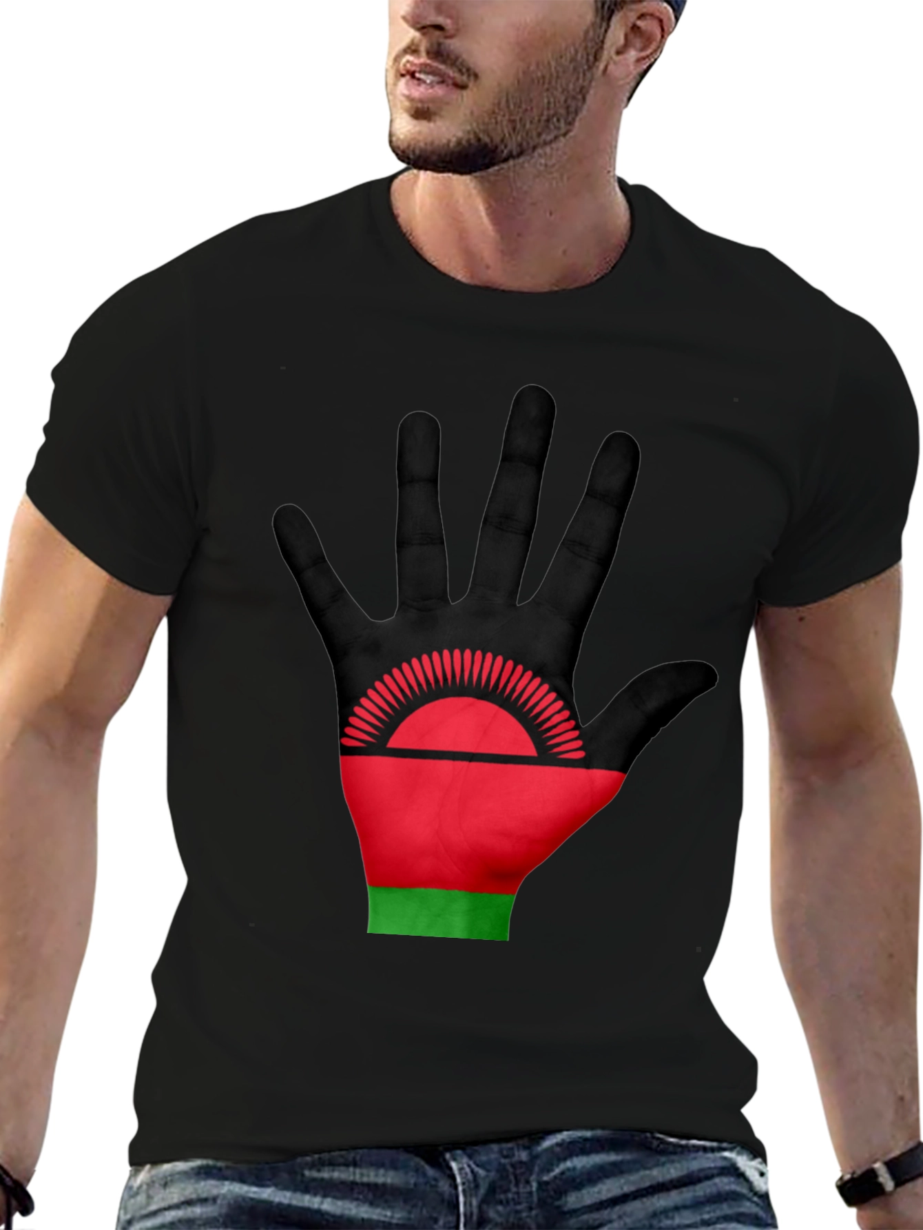 Malawi Flag Hand Graphic T-Shirt