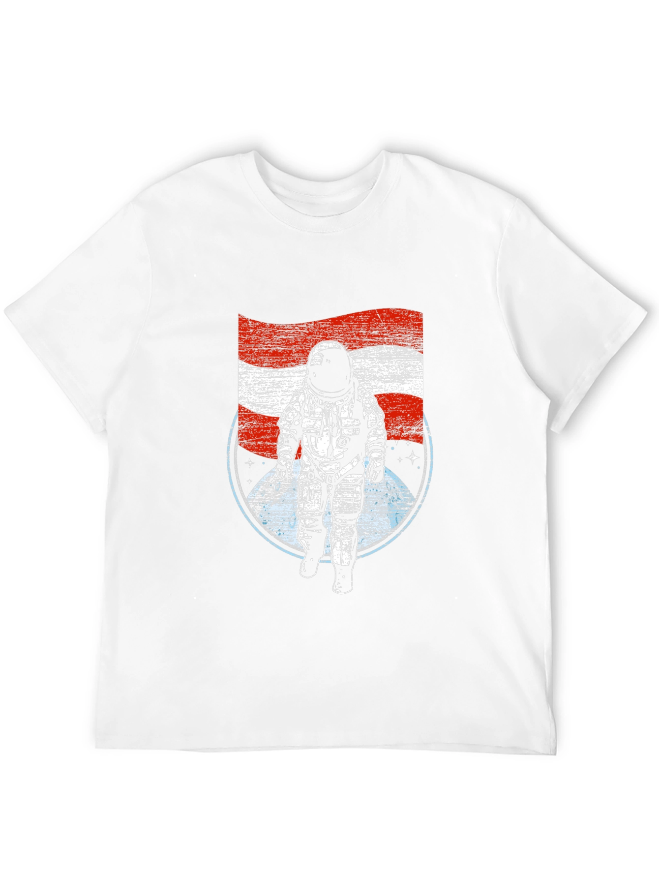 Astronaut USA Flag Graphic T-Shirt - Black
