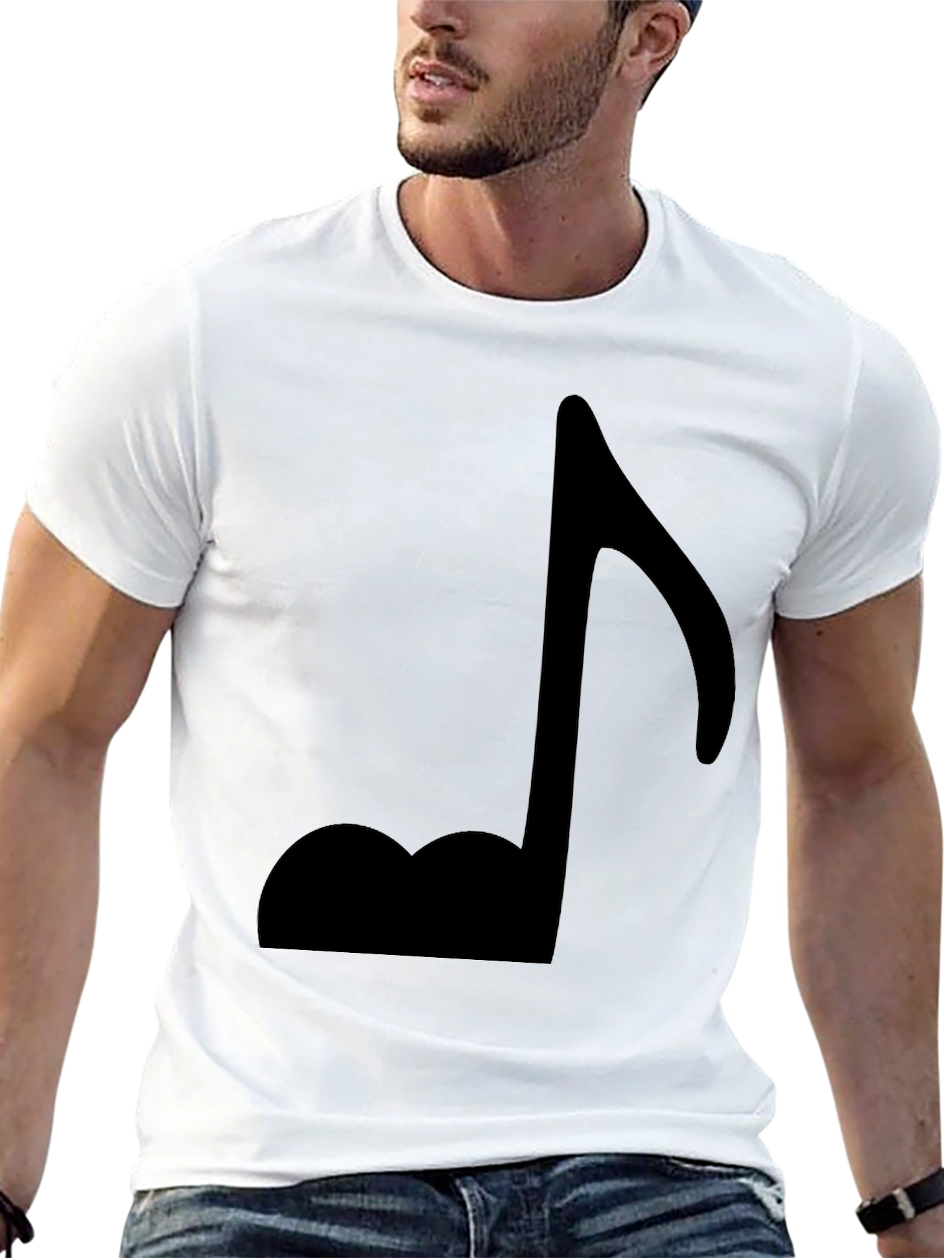 Black Music Note Graphic Tee - Stylish Casual Wear