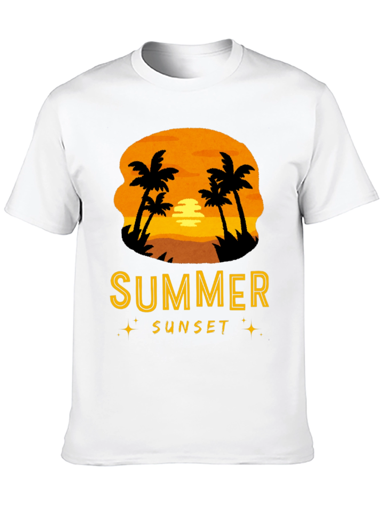 Summer Sunset Graphic T-Shirt - Palm Tree Design