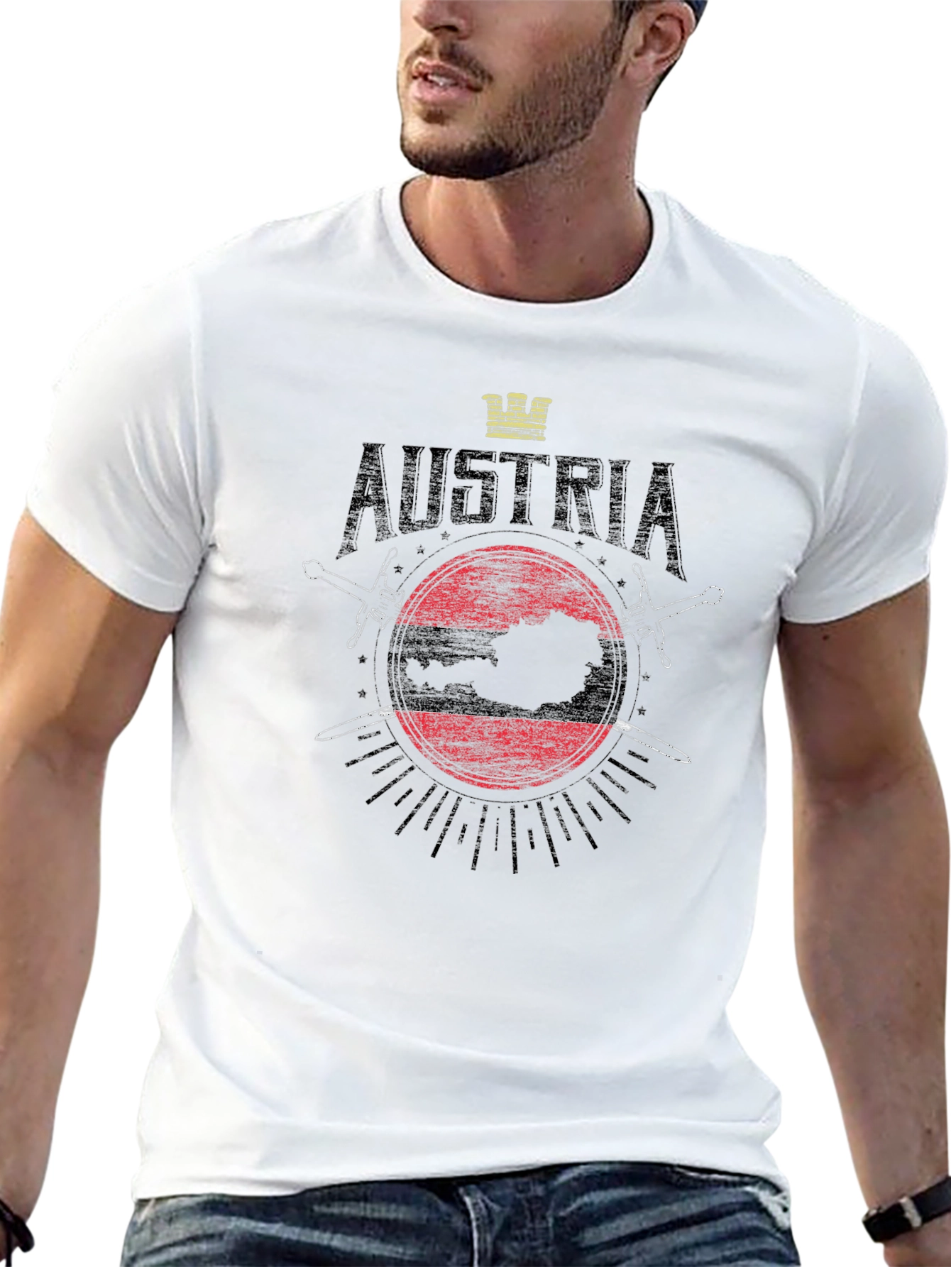 Austria Flag Graphic Black T-Shirt