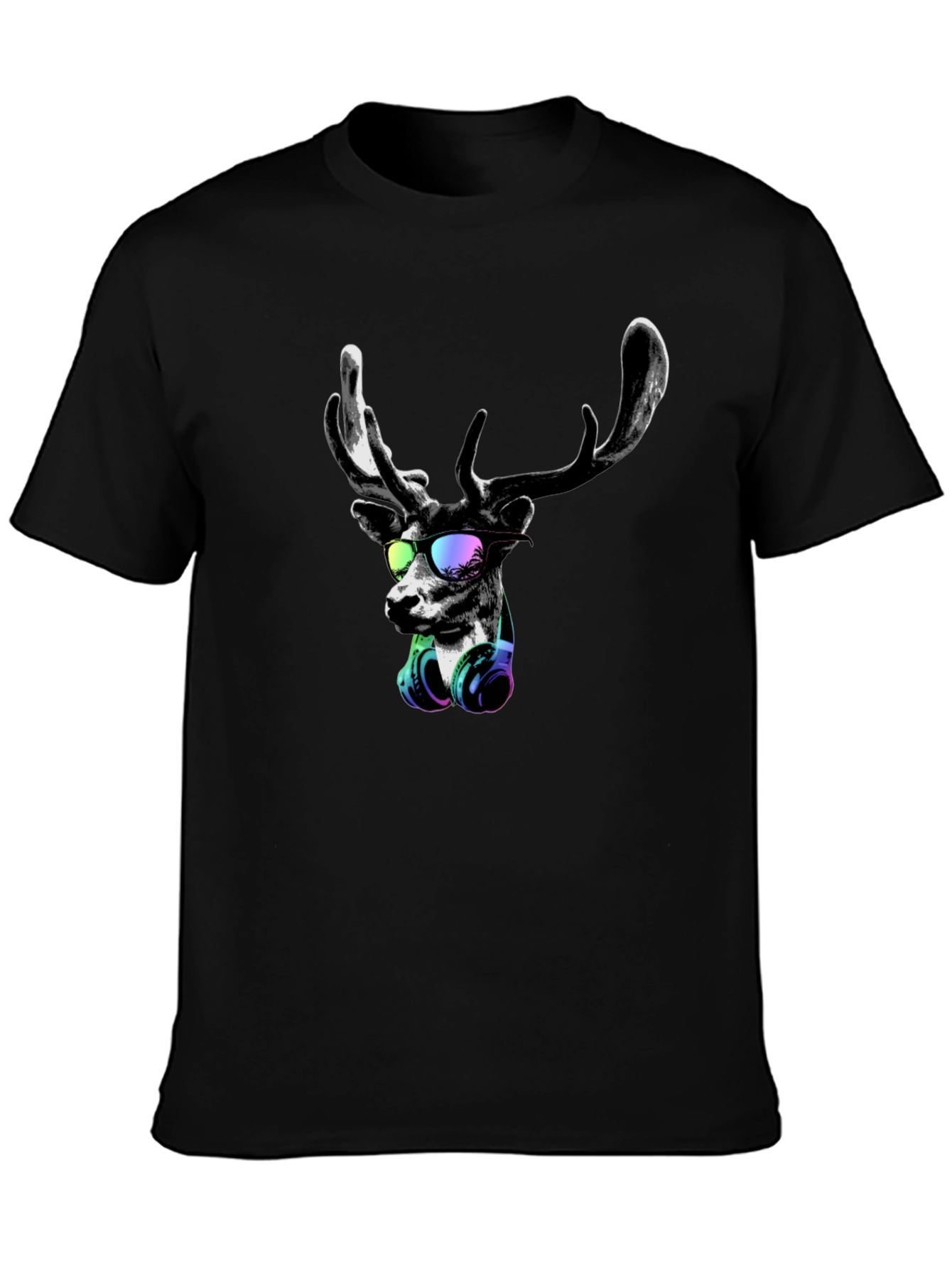 Cool Deer Graphic Tee - Mens Black T-Shirt