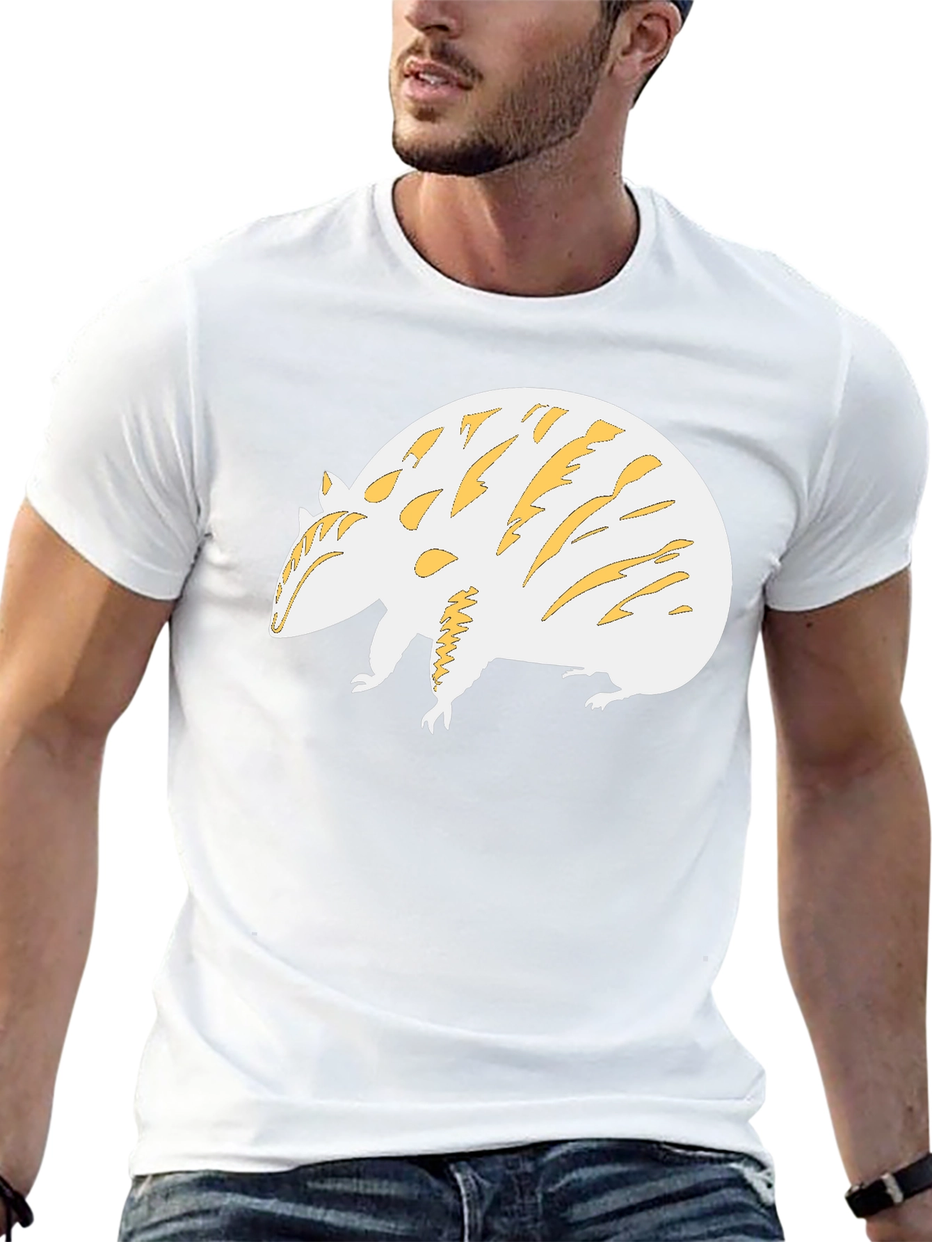Unique Armadillo Graphic Tee - Black Cotton Blend