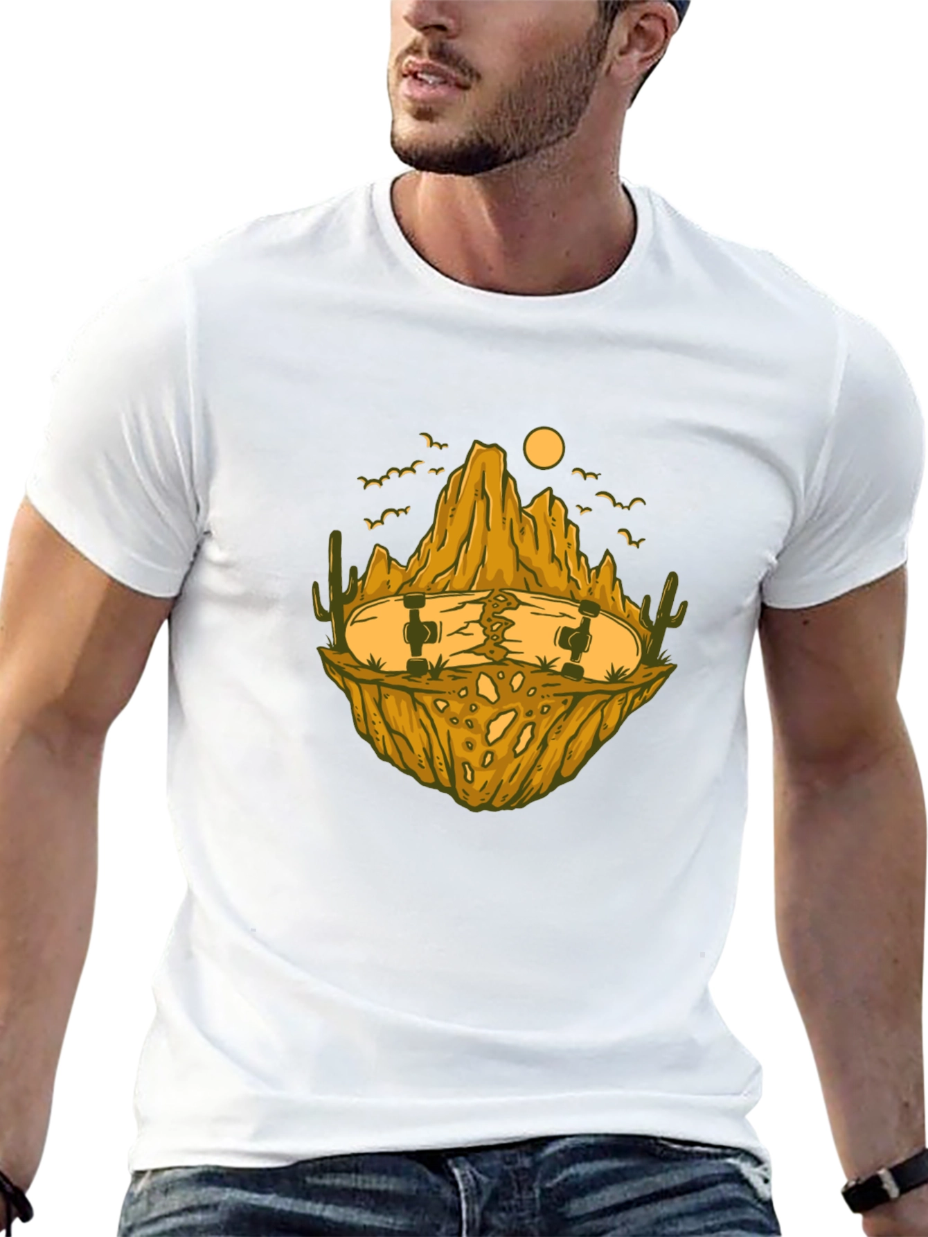 Skateboard Desert Landscape Graphic Tee