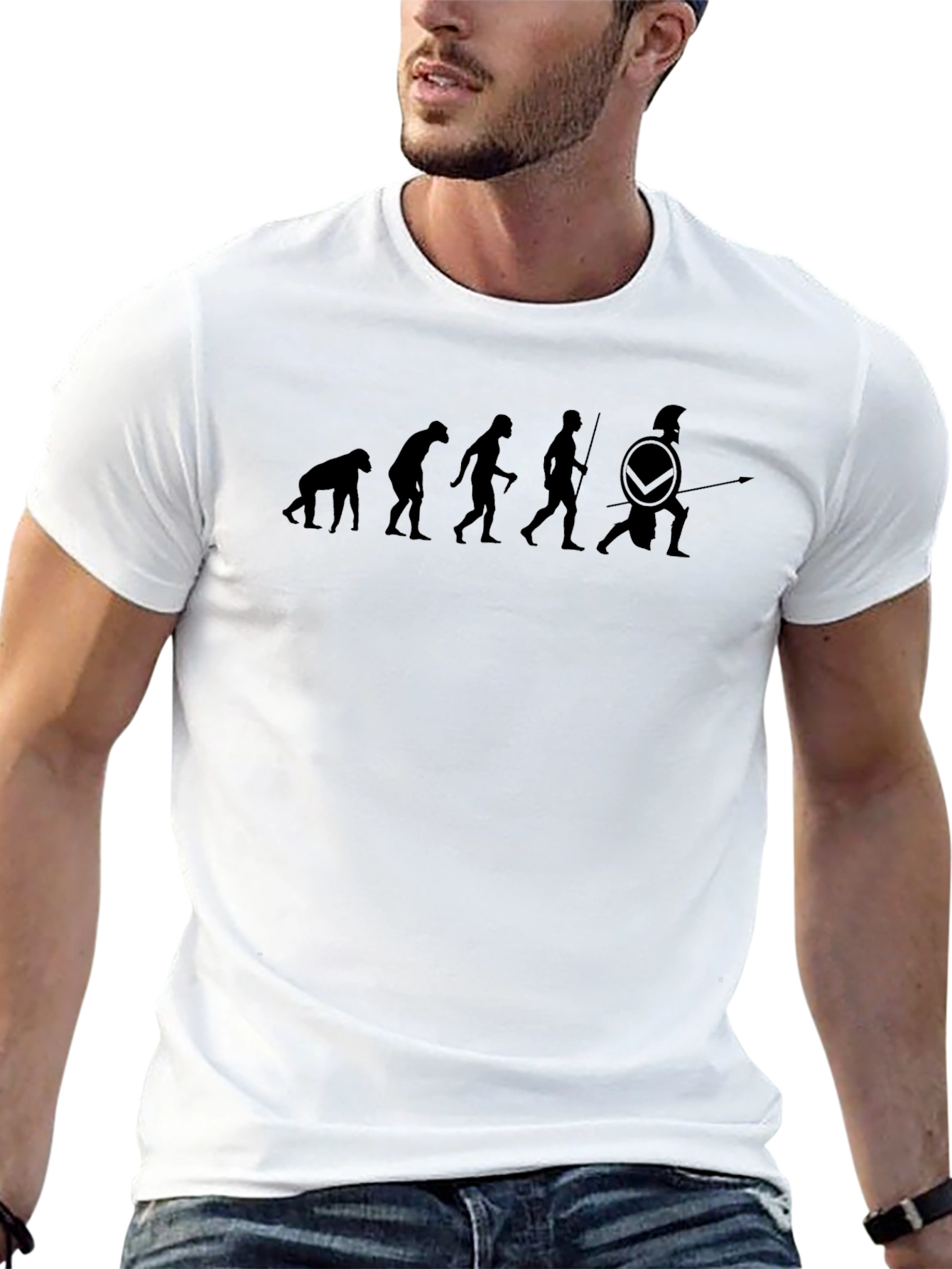 Evolution of Man Spartan Warrior Black T-Shirt