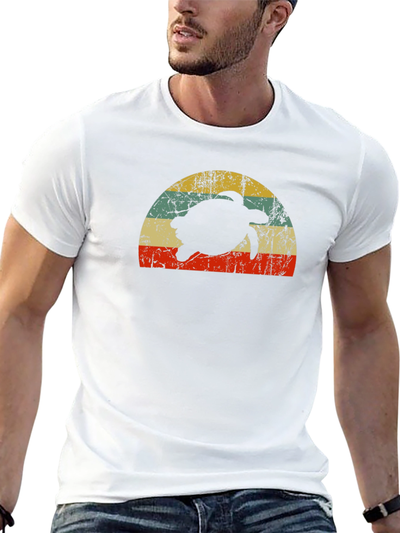 Retro Turtle Sunset T-Shirt - Black