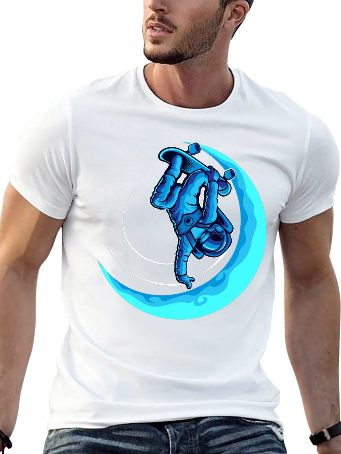 Astronaut Skateboarder T-Shirt - Cool Graphic Tee
