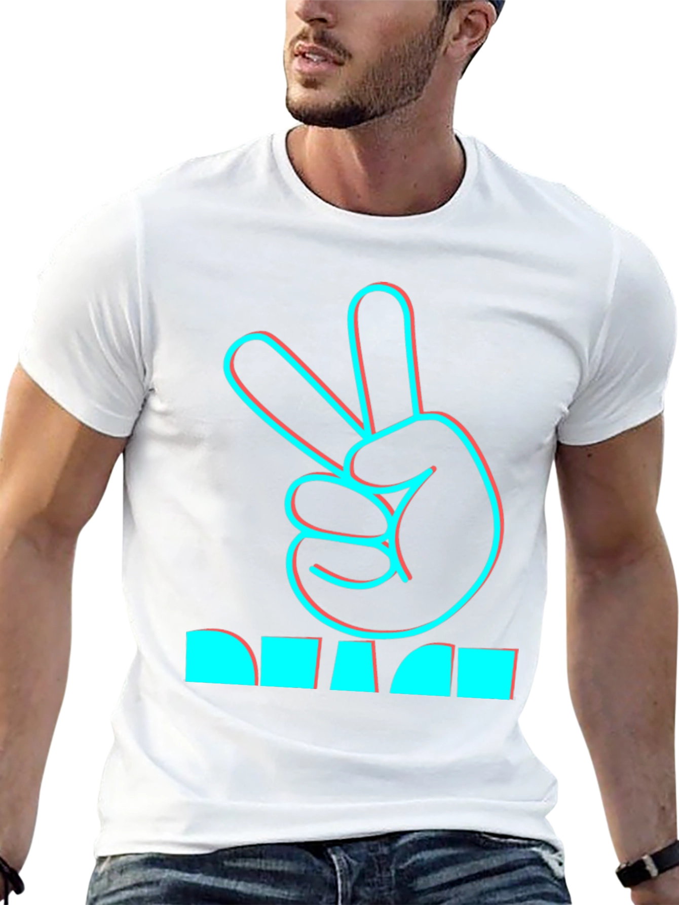 Peace Hand Sign Graphic Black T-Shirt