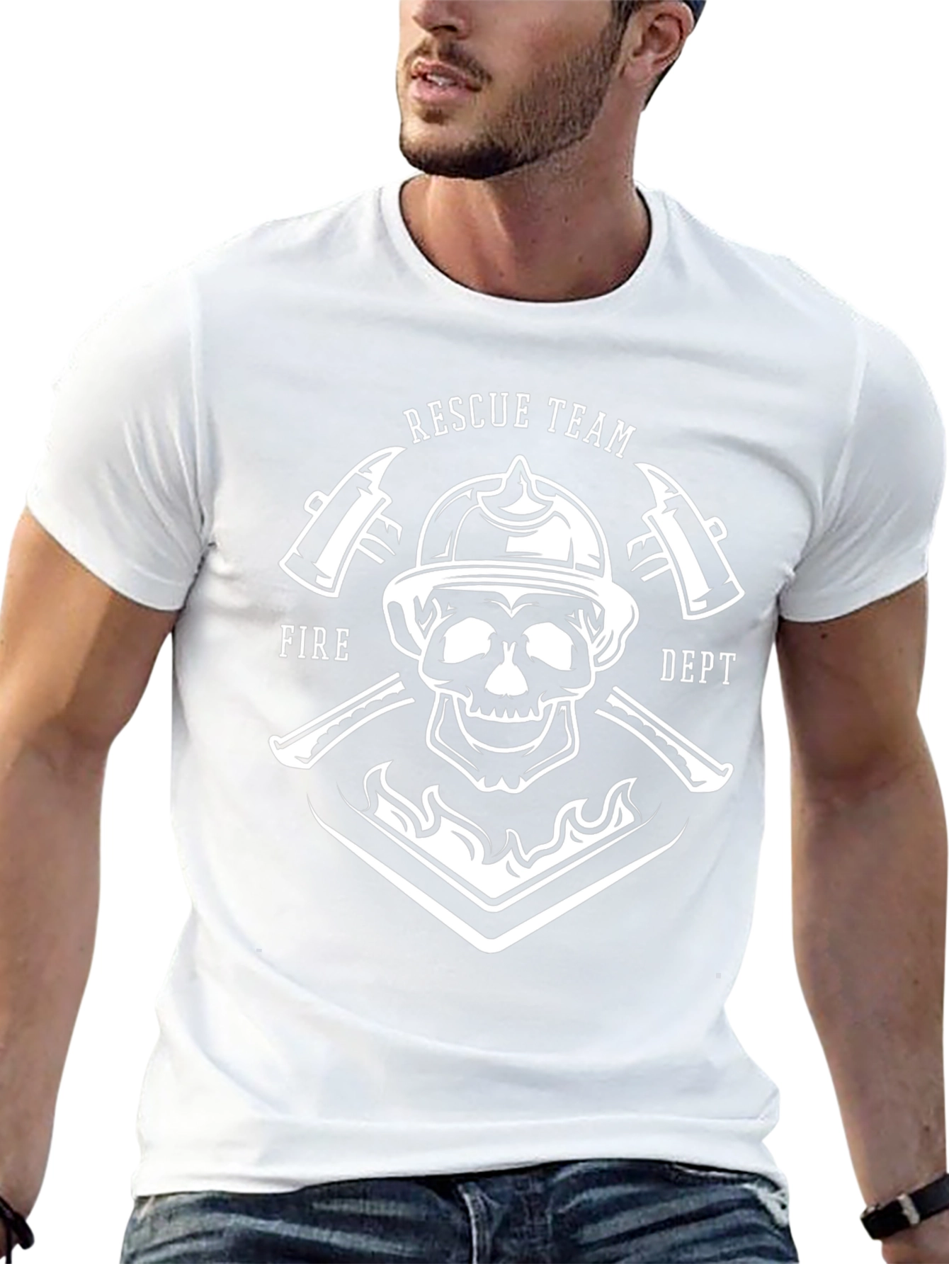Firefighter Skull Graphic T-Shirt