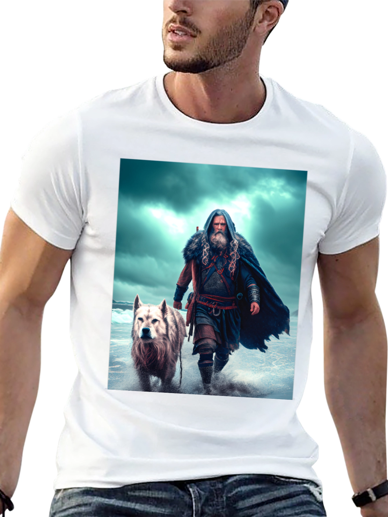Viking & Wolf Graphic Tee - Black T-Shirt