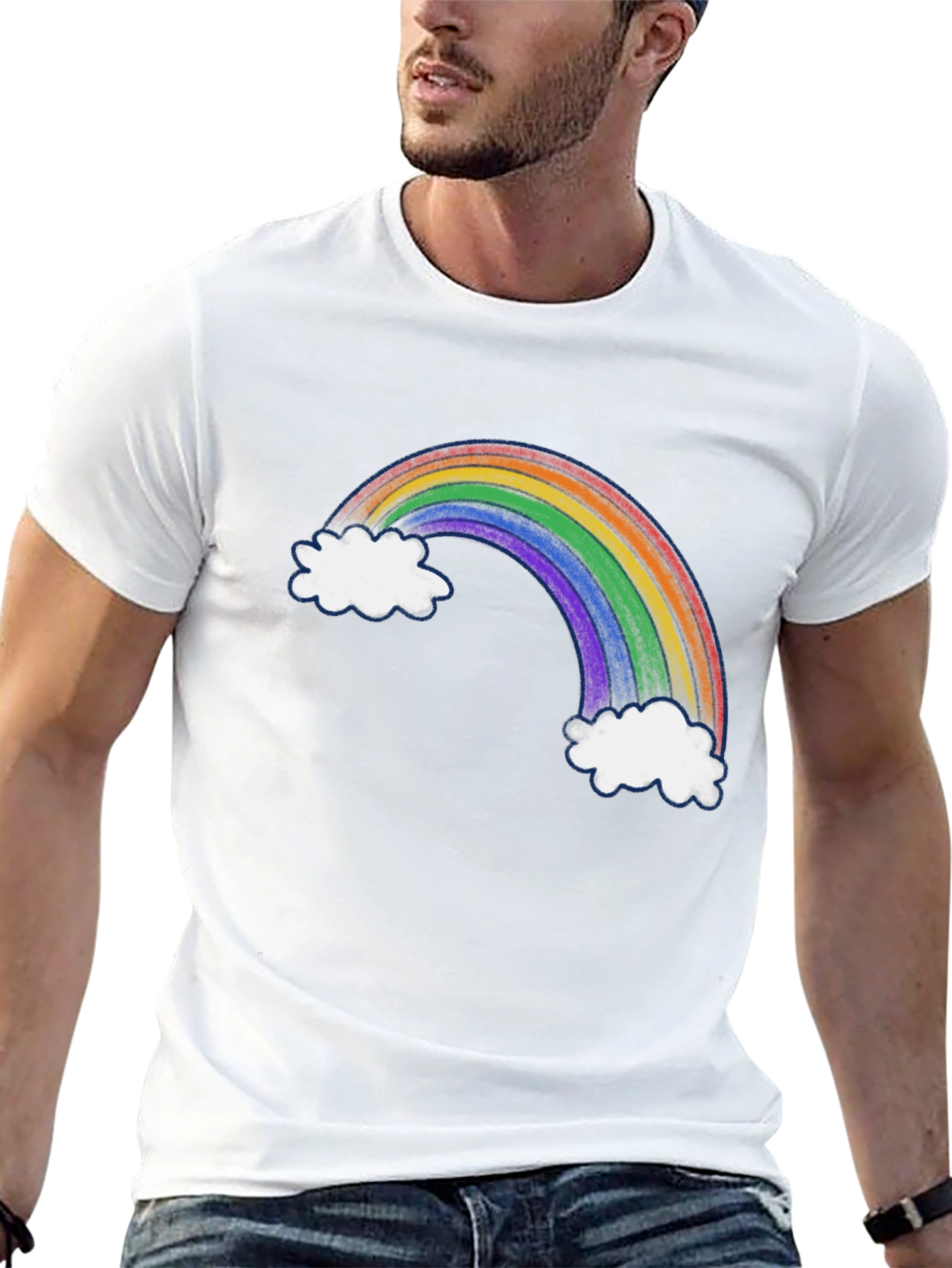 Rainbow Cloud Graphic Black Tee