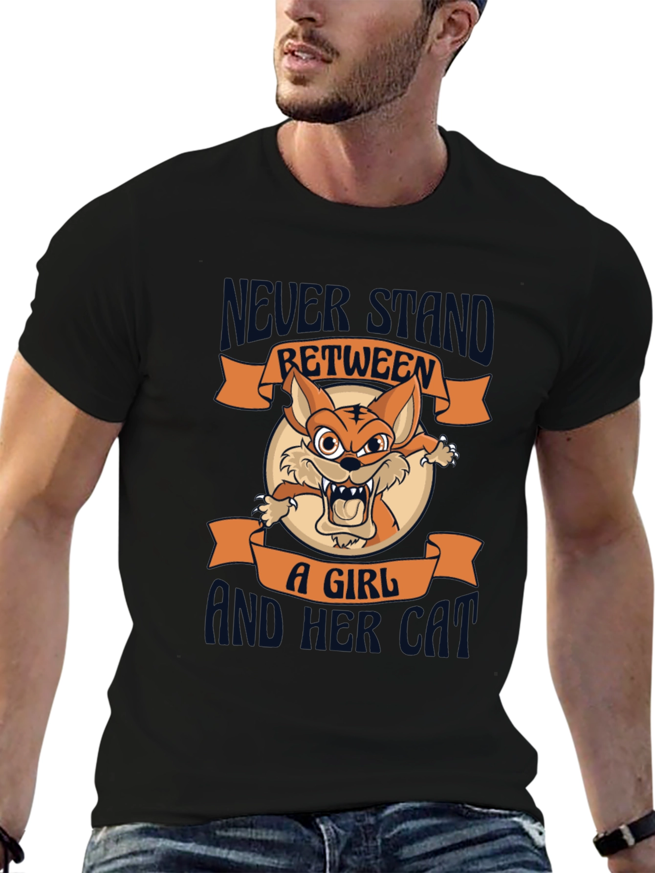 Never Stand Between a Girl and Her Cat T-Shirt