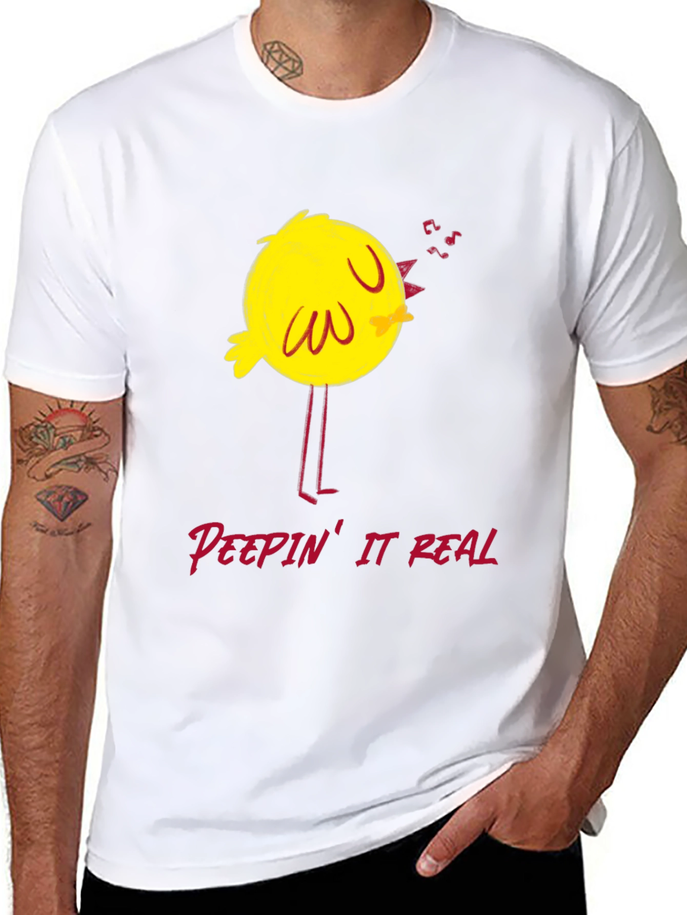 Peepin It Real T-Shirt: Funny Cartoon Bird Tee
