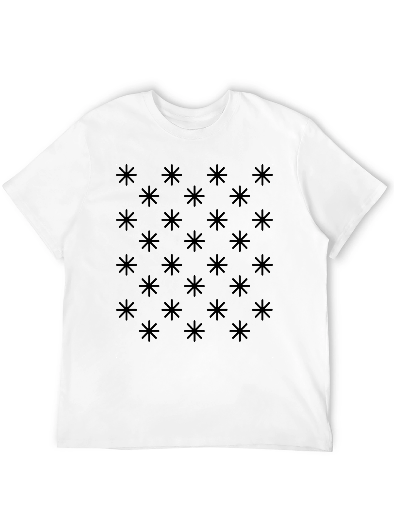 Abstract Star Pattern Mens Black T-Shirt