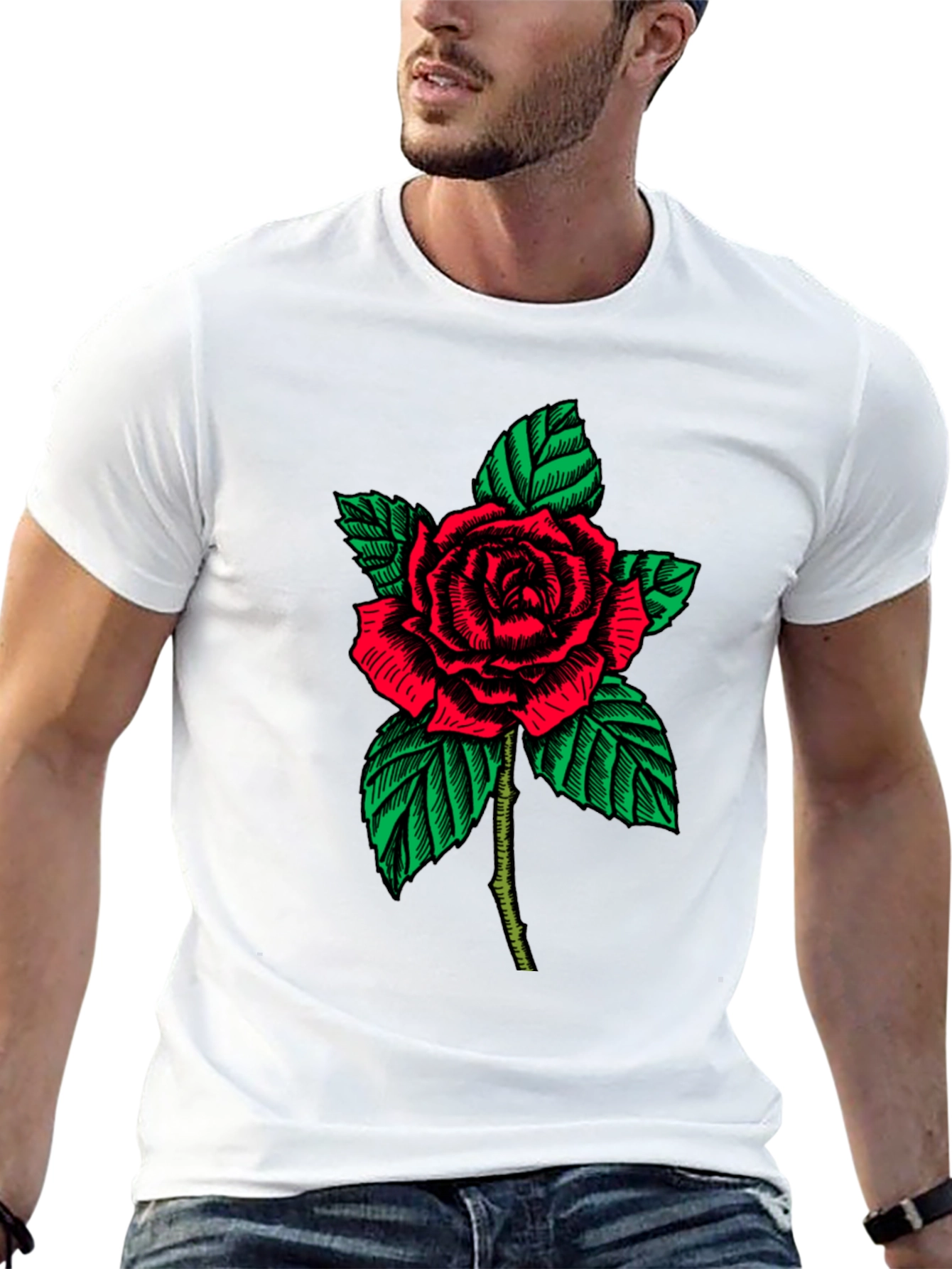 Rose Graphic Print Black T-Shirt
