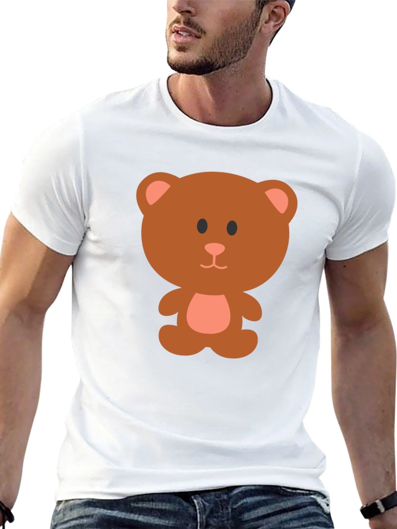 Cute Cartoon Bear Graphic T-Shirt - Black