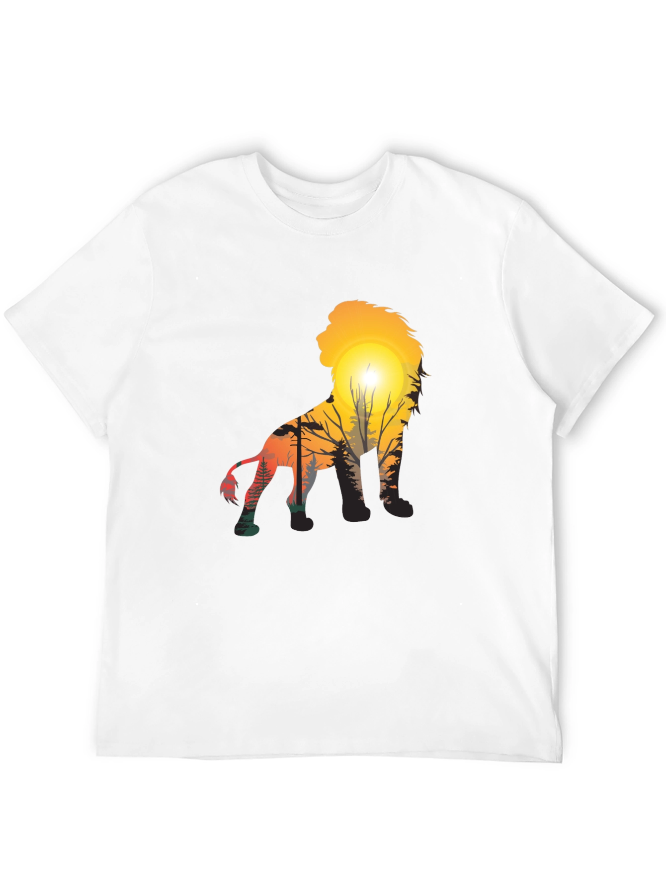 Lion Sunset Graphic Tee - Unique Mens T-Shirt