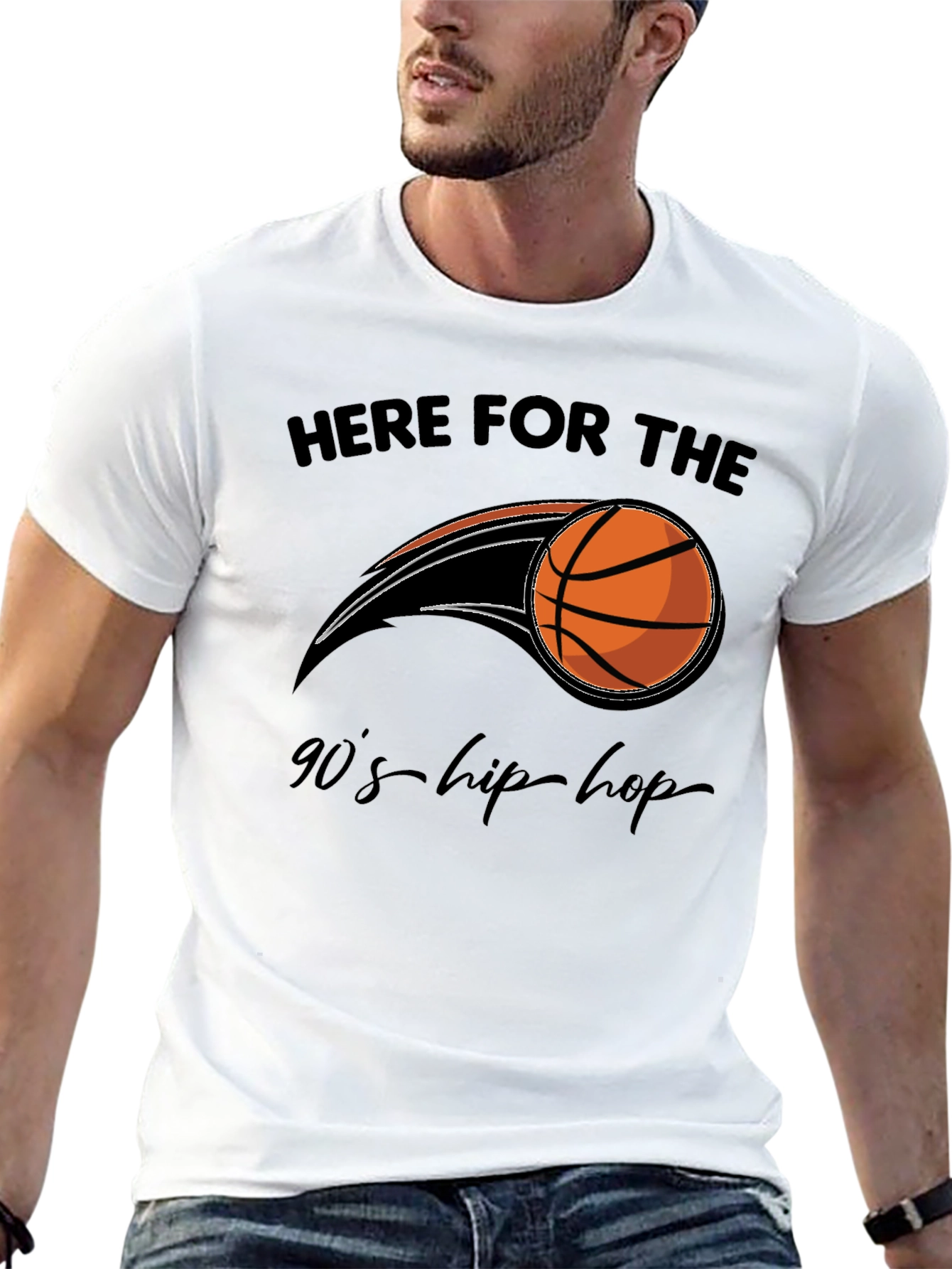 90s Hip-Hop Basketball Graphic T-Shirt