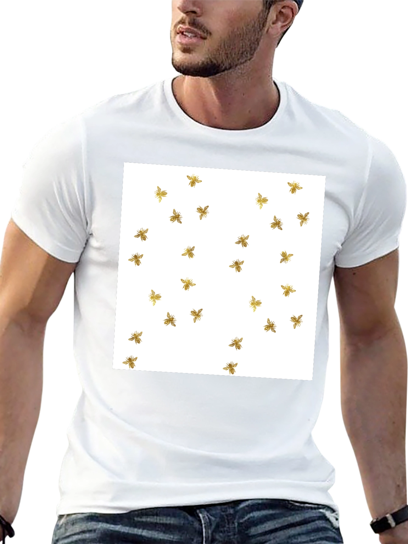 Bumble Bee Pattern Black T-Shirt