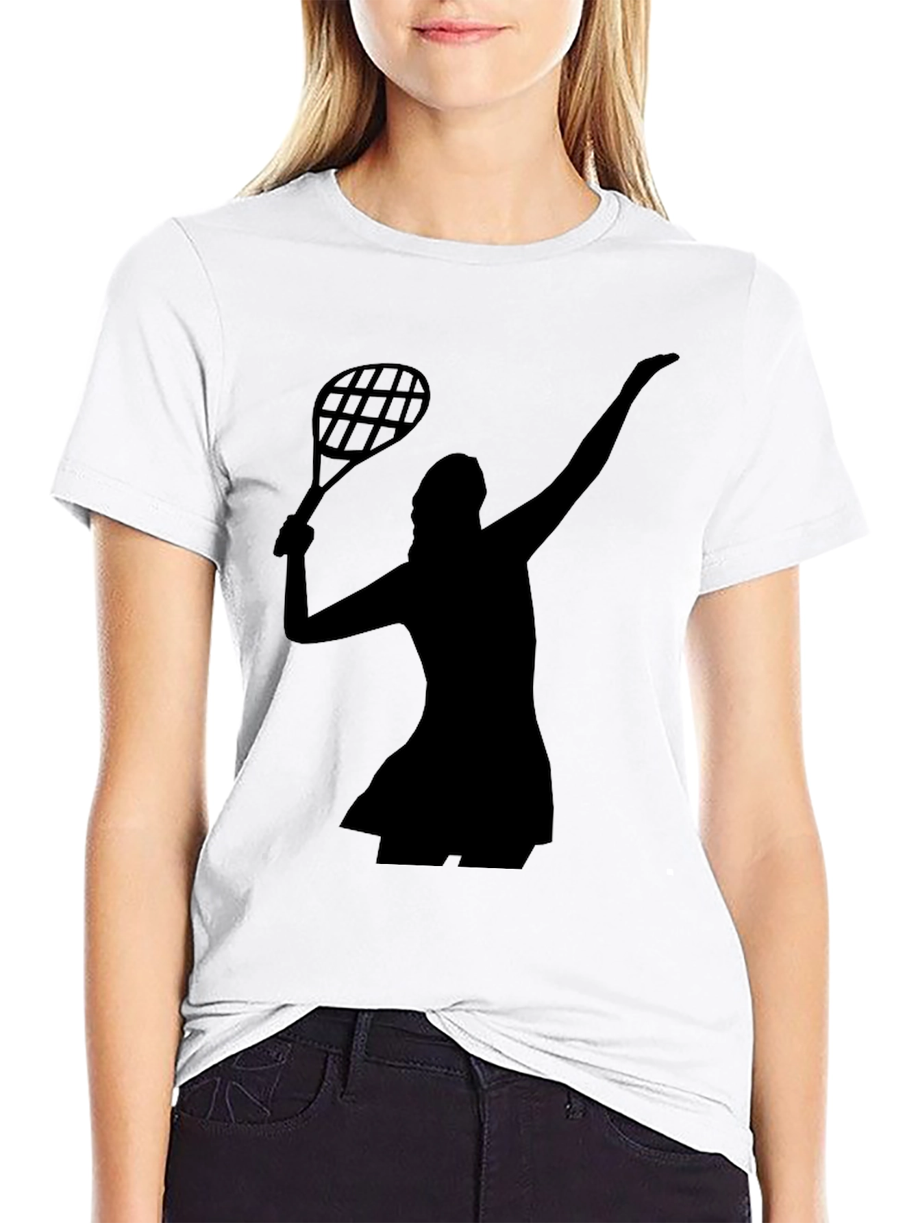 Tennis Player Silhouette Graphic T-Shirt