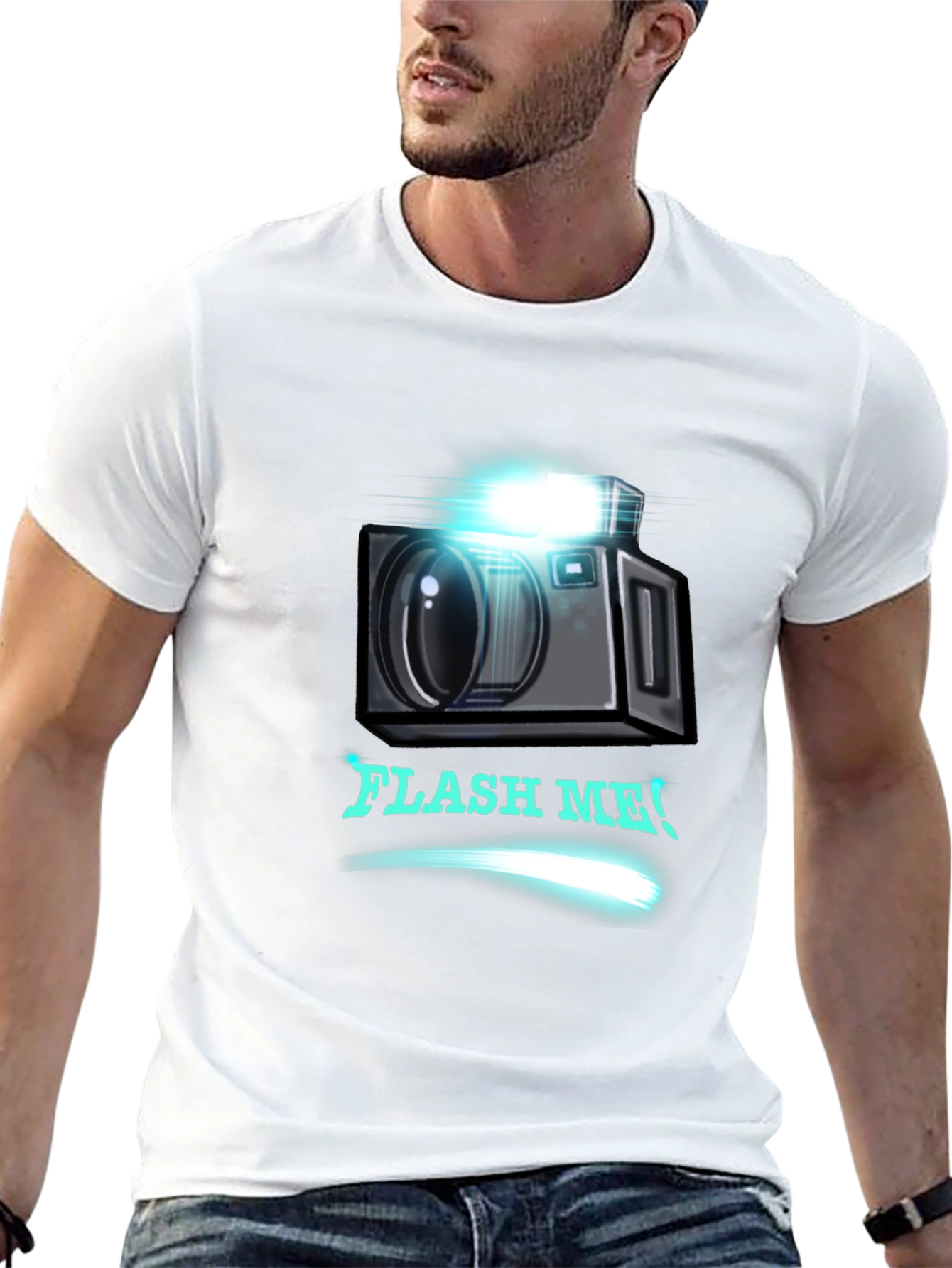 Flash Me Camera Graphic T-Shirt - Trendy Design