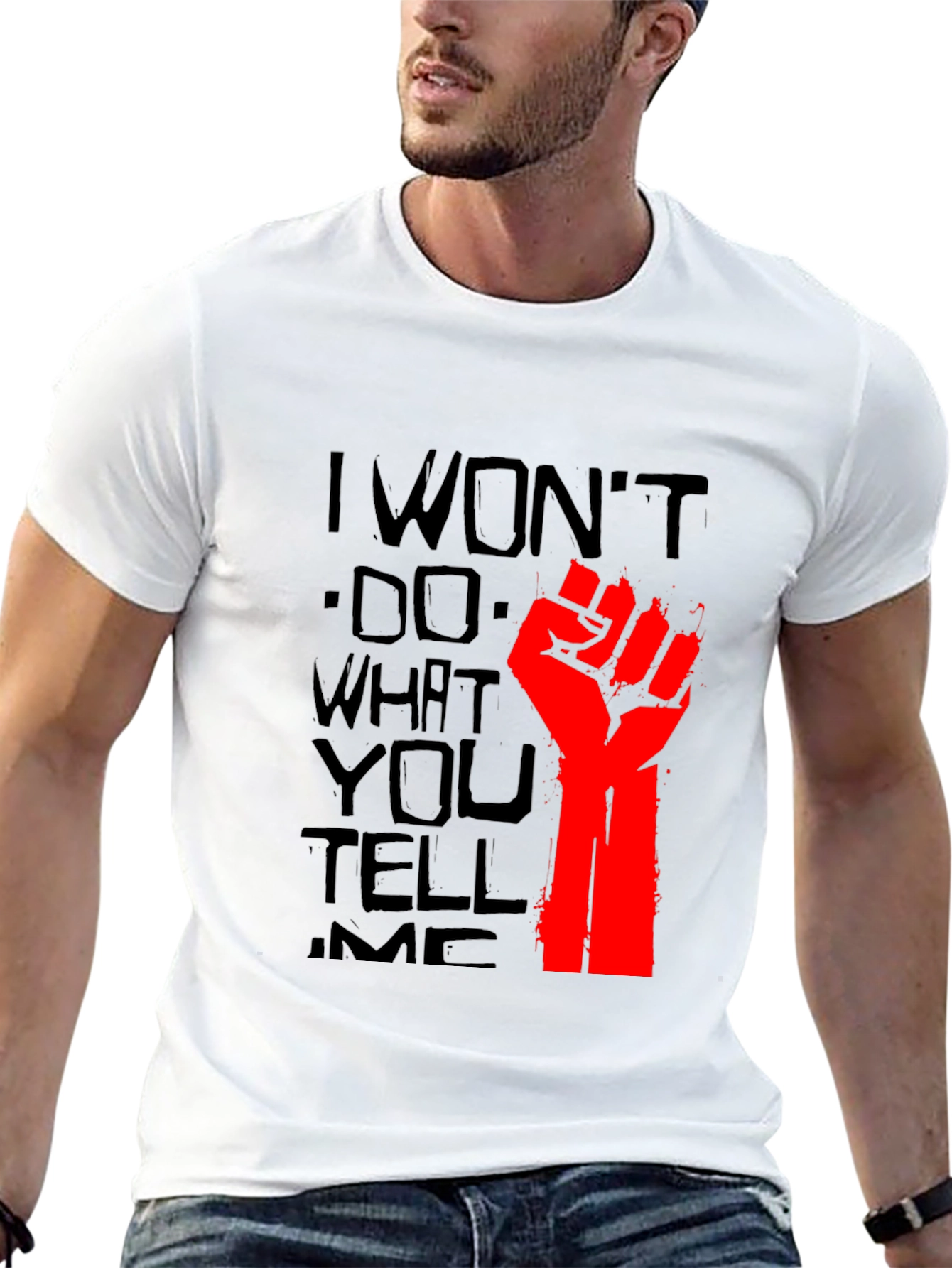 Rebellious I Wont Graphic Tee - Black