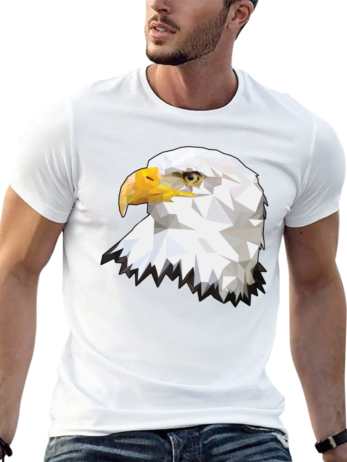 Geometric Eagle Graphic T-Shirt - Black