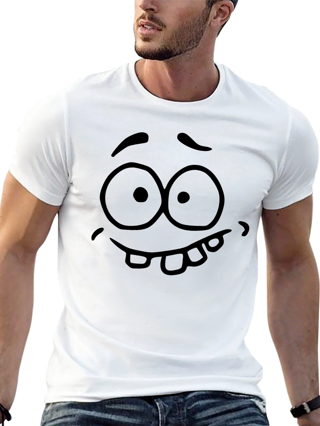 Funny Face Graphic Tee - Black Cotton T-Shirt