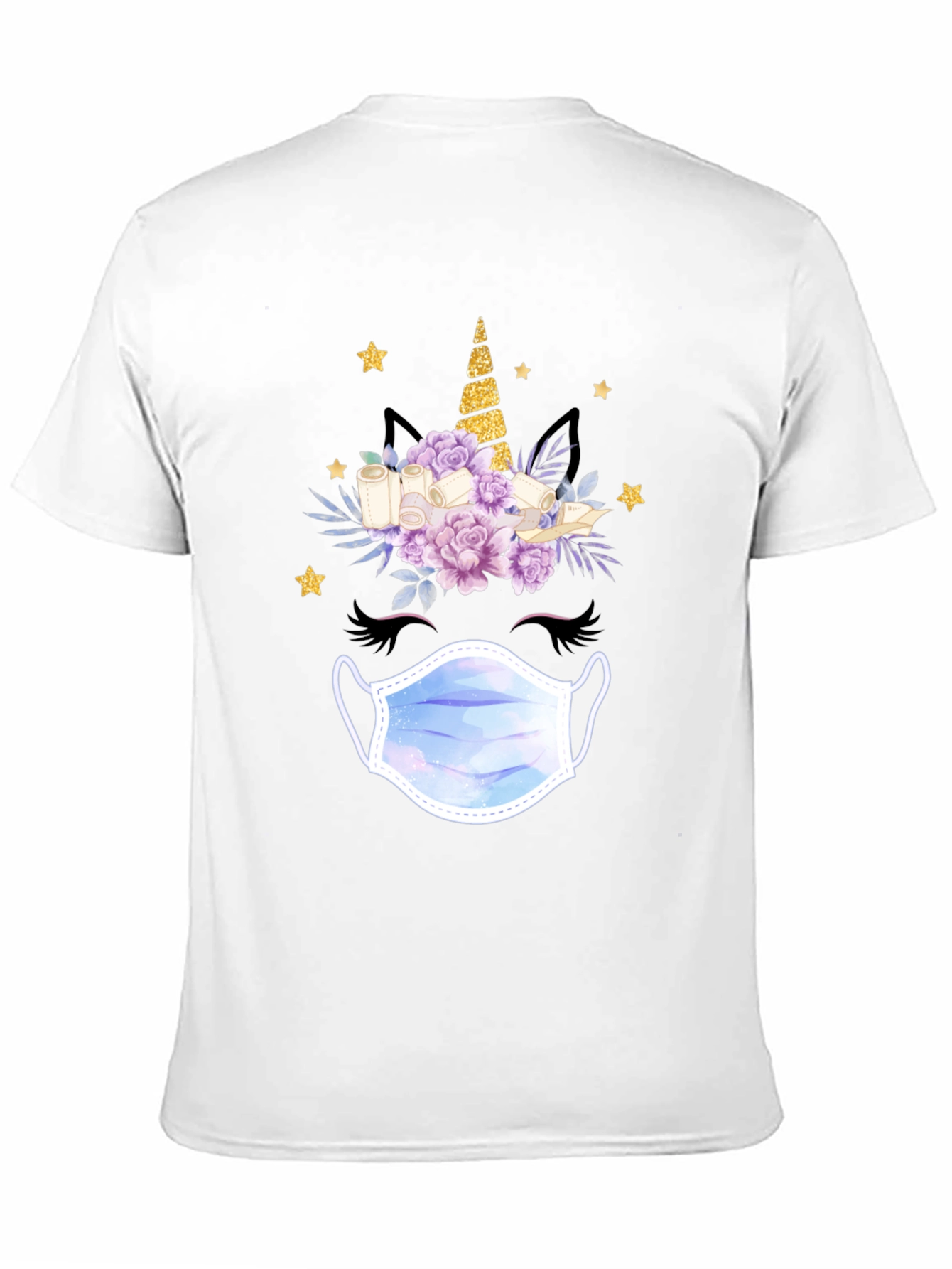 Unicorn Face Mask T-Shirt Black