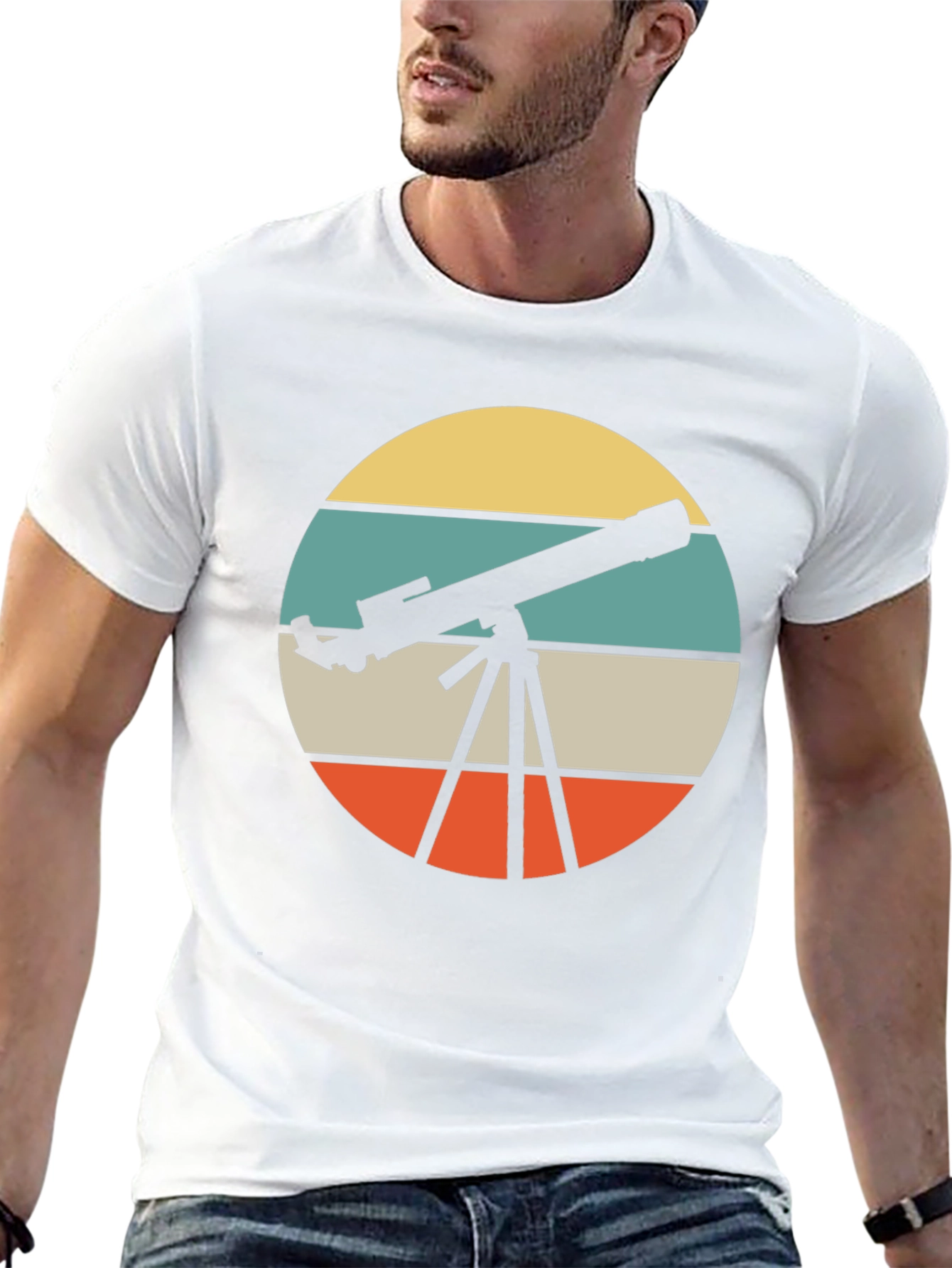 Telescope Retro Graphic T-Shirt - Astronomy Lover Tee
