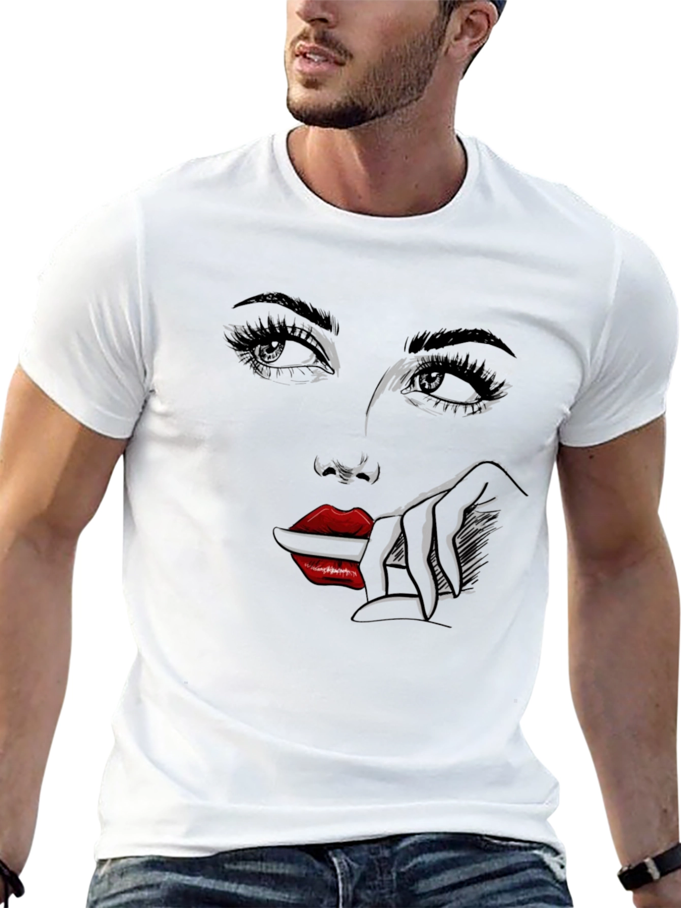 Graphic Print Tee - Woman Face Design