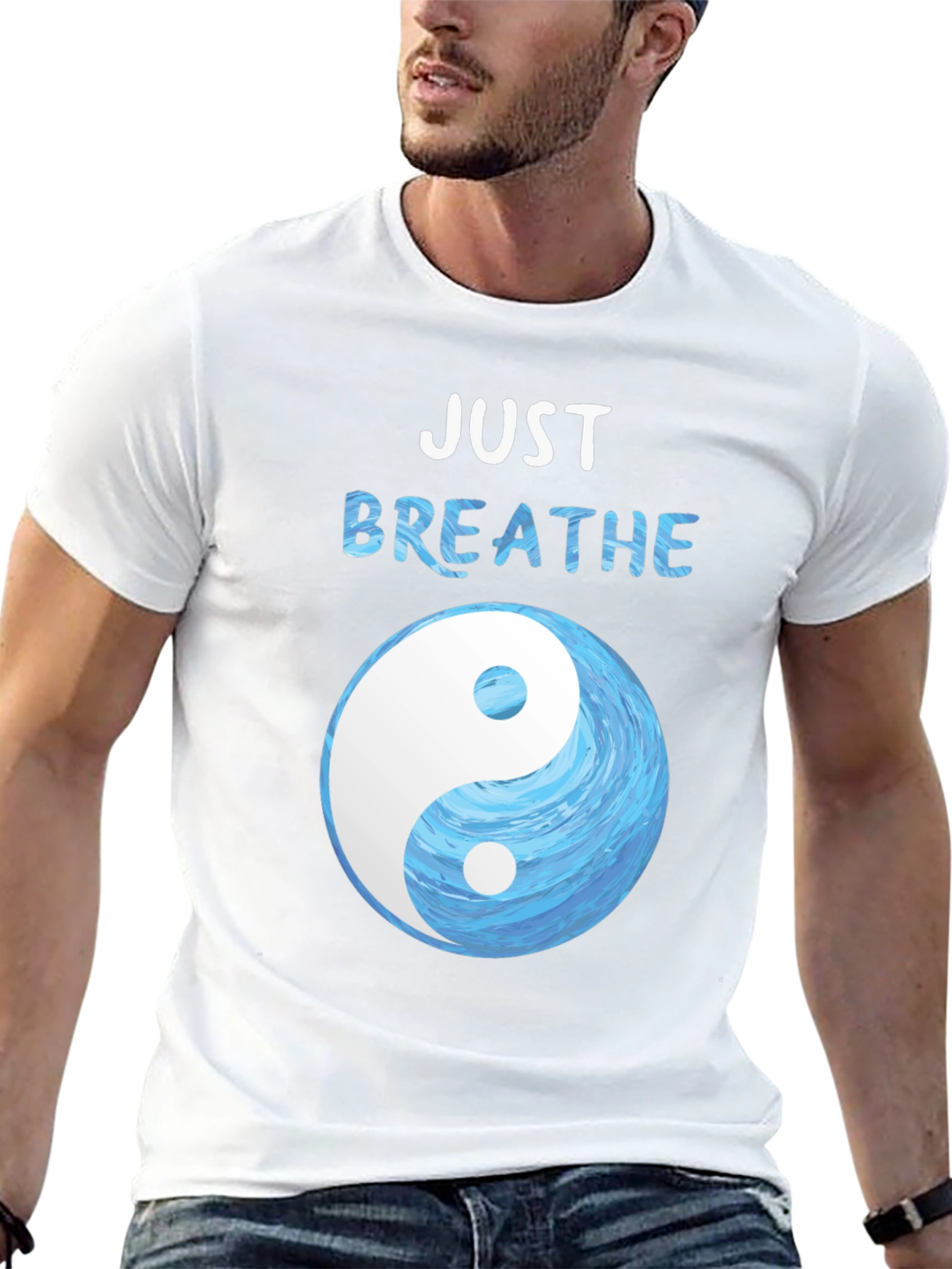 Just Breathe Yin Yang Graphic T-Shirt