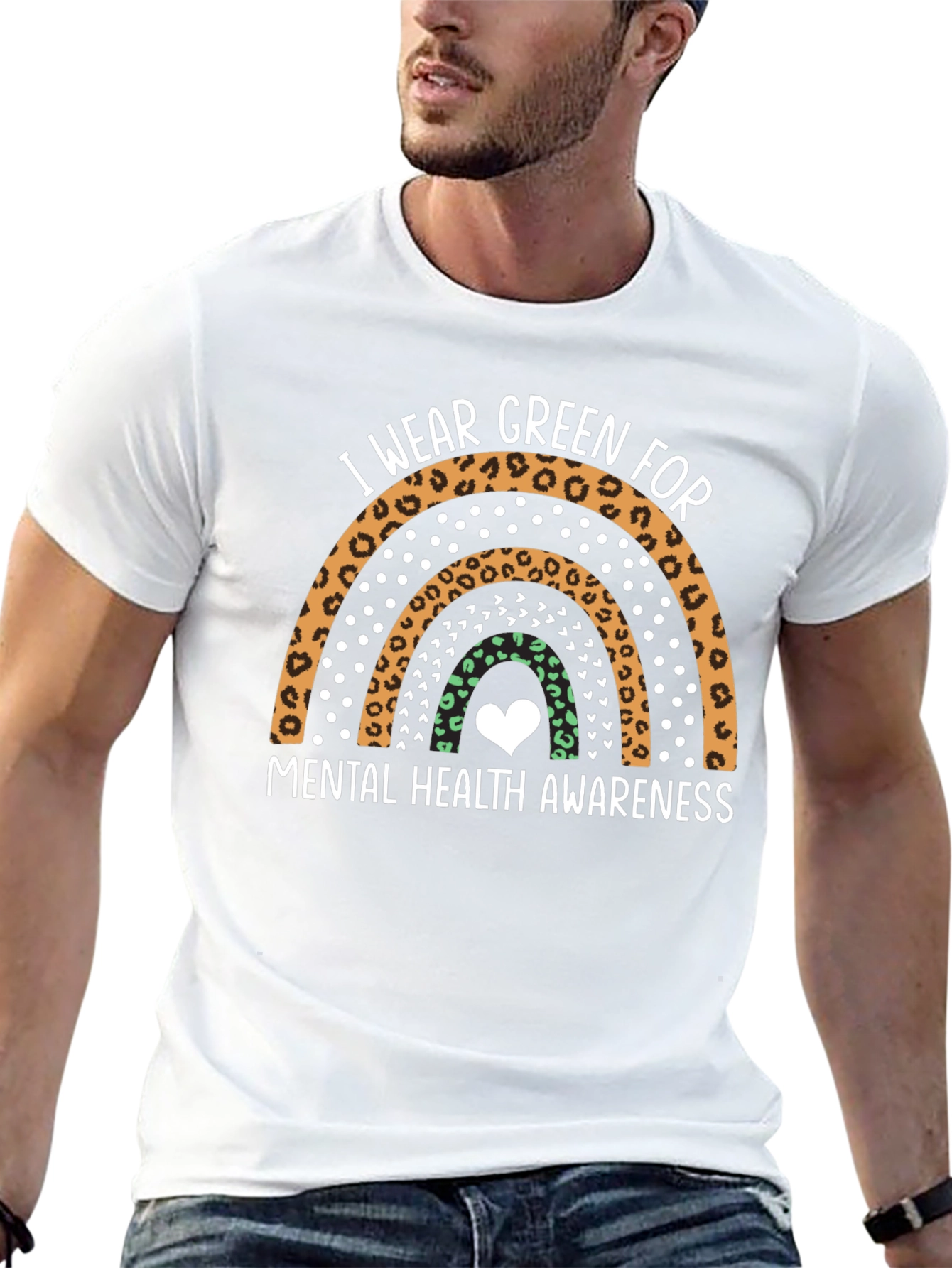 Mental Health Awareness Green Rainbow T-Shirt