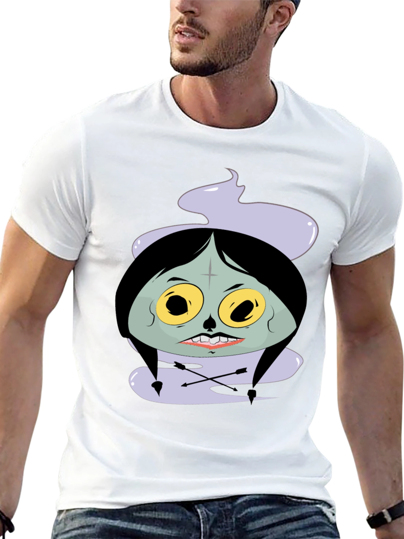 Spooky Cartoon Graphic Tee - Black