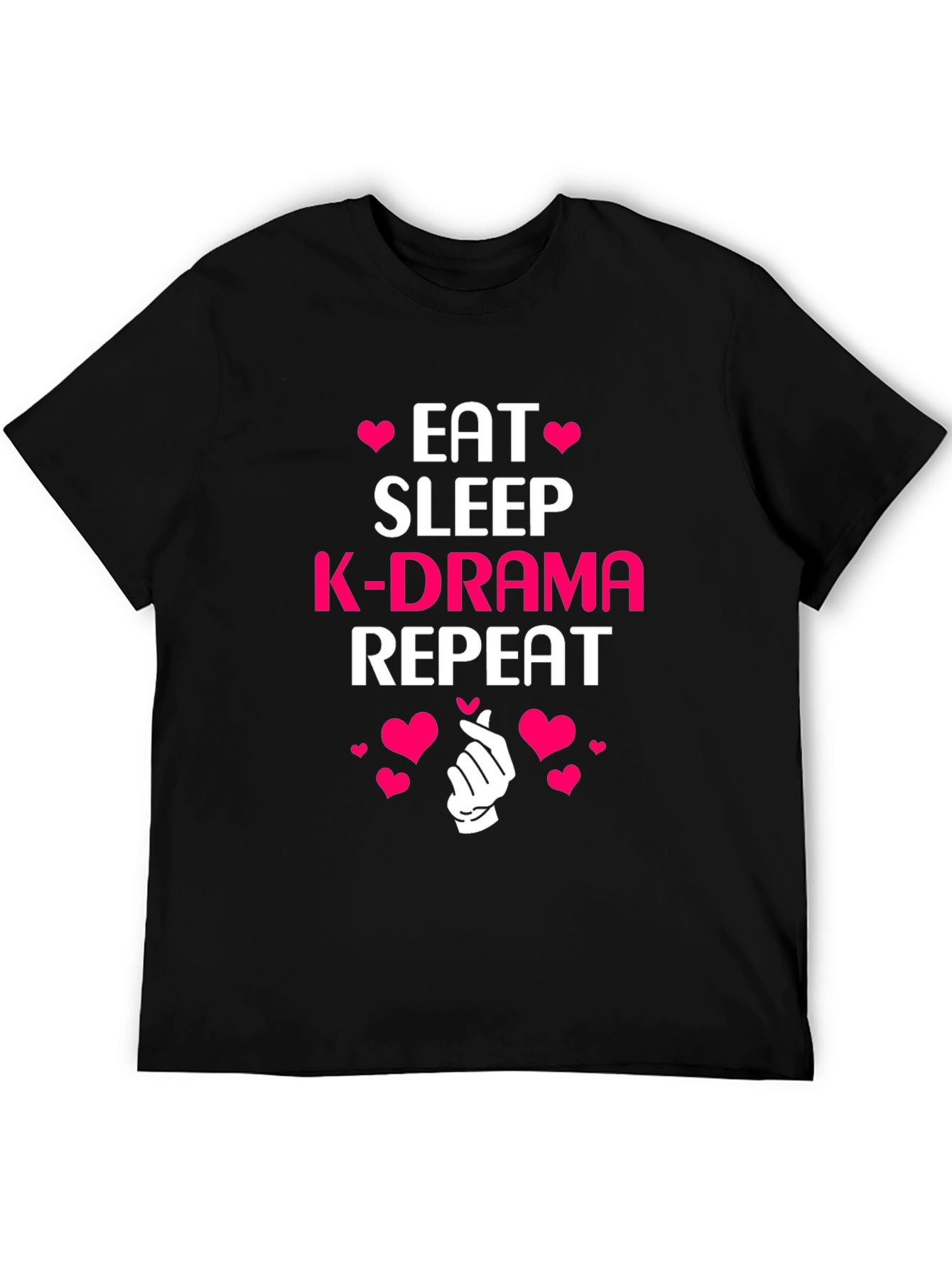 Eat Sleep K-Drama Repeat Black Tee