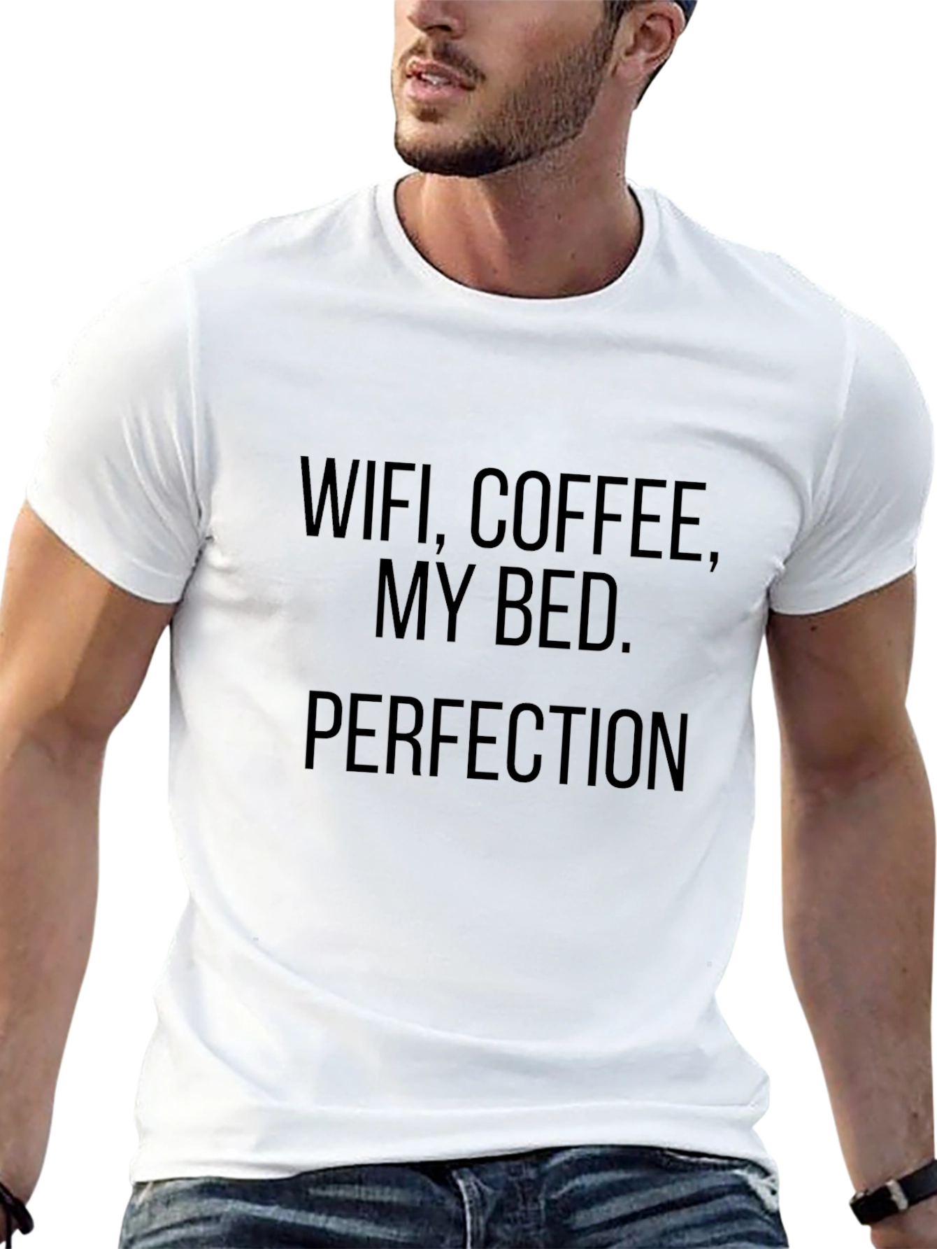 WiFi Coffee Bed T-Shirt - Mens Black Graphic Tee