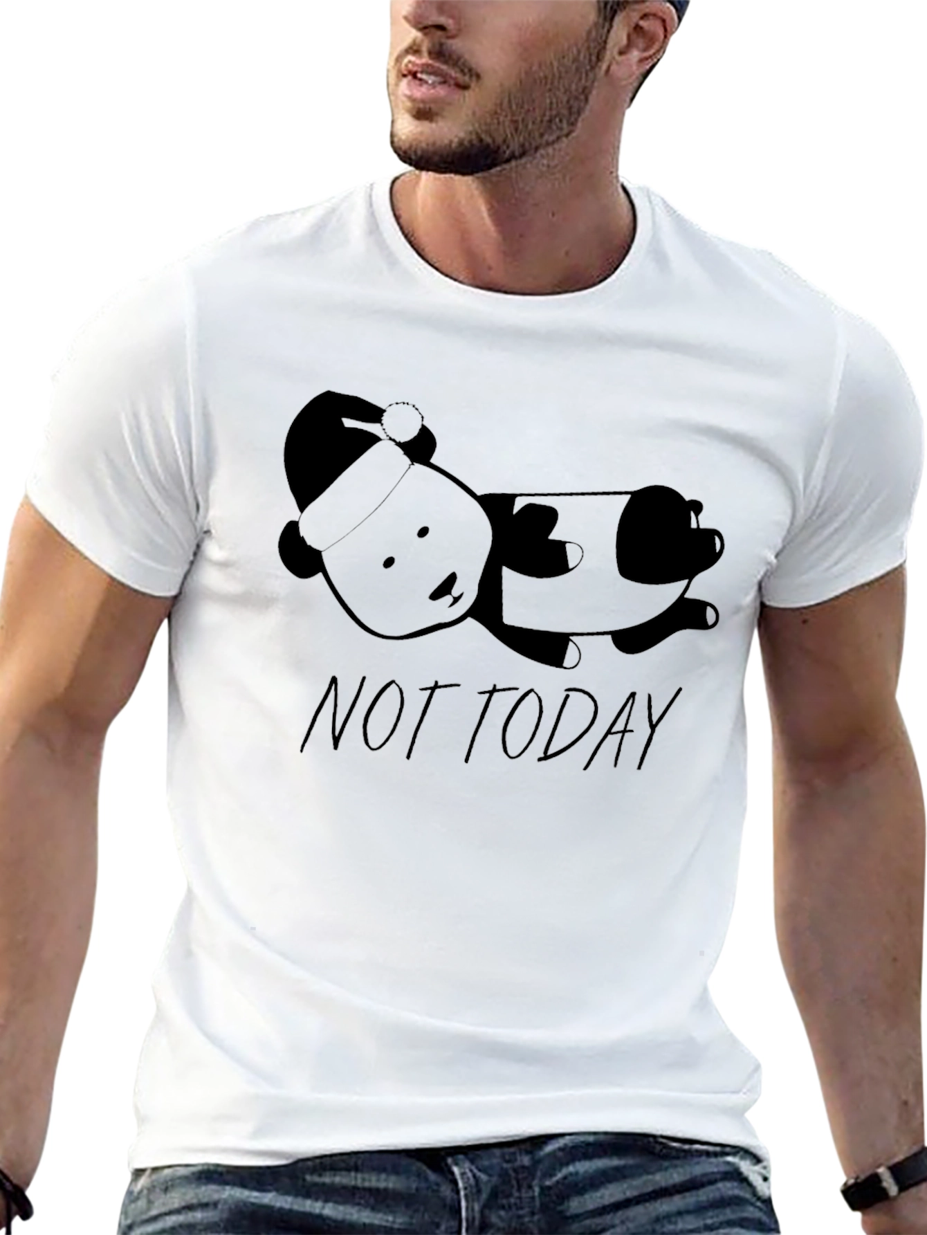 Not Today Lazy Panda Graphic Tee - Relaxed Fit