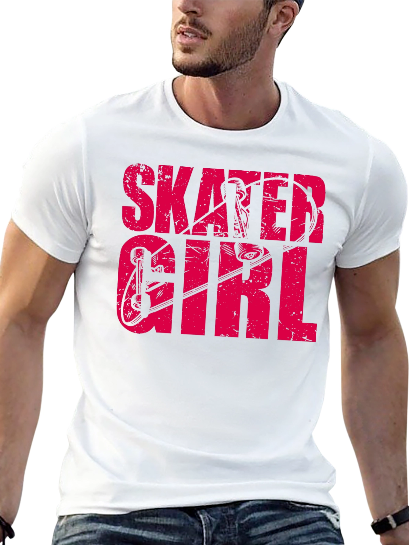 Skater Girl Graphic Tee - Black Cotton T-Shirt