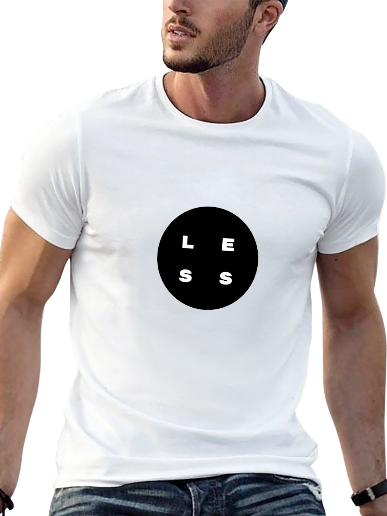 Minimalist Black Tee - LESS Graphic Print
